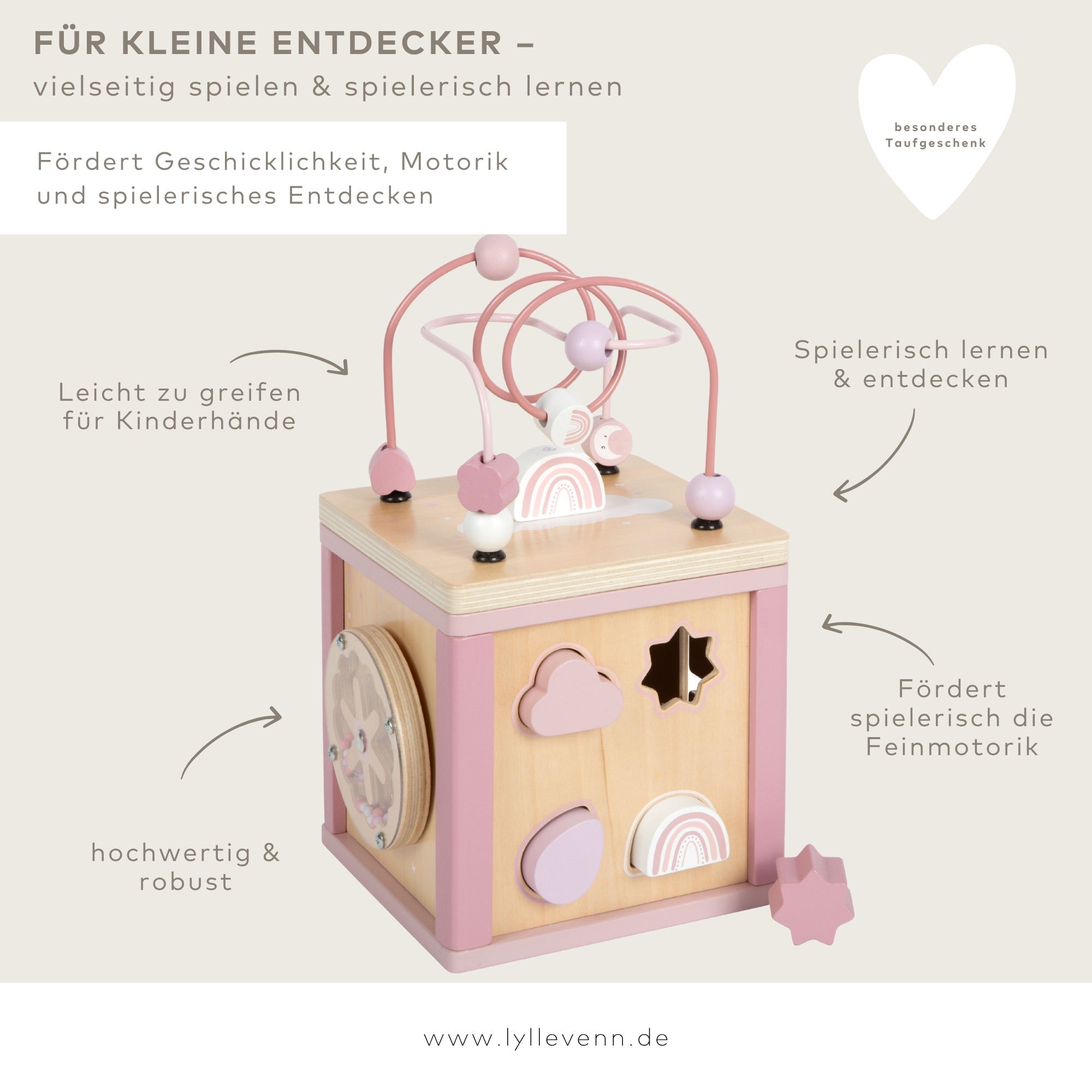 Motorikwürfel Personalisierbar - Rosa - lyllevenn