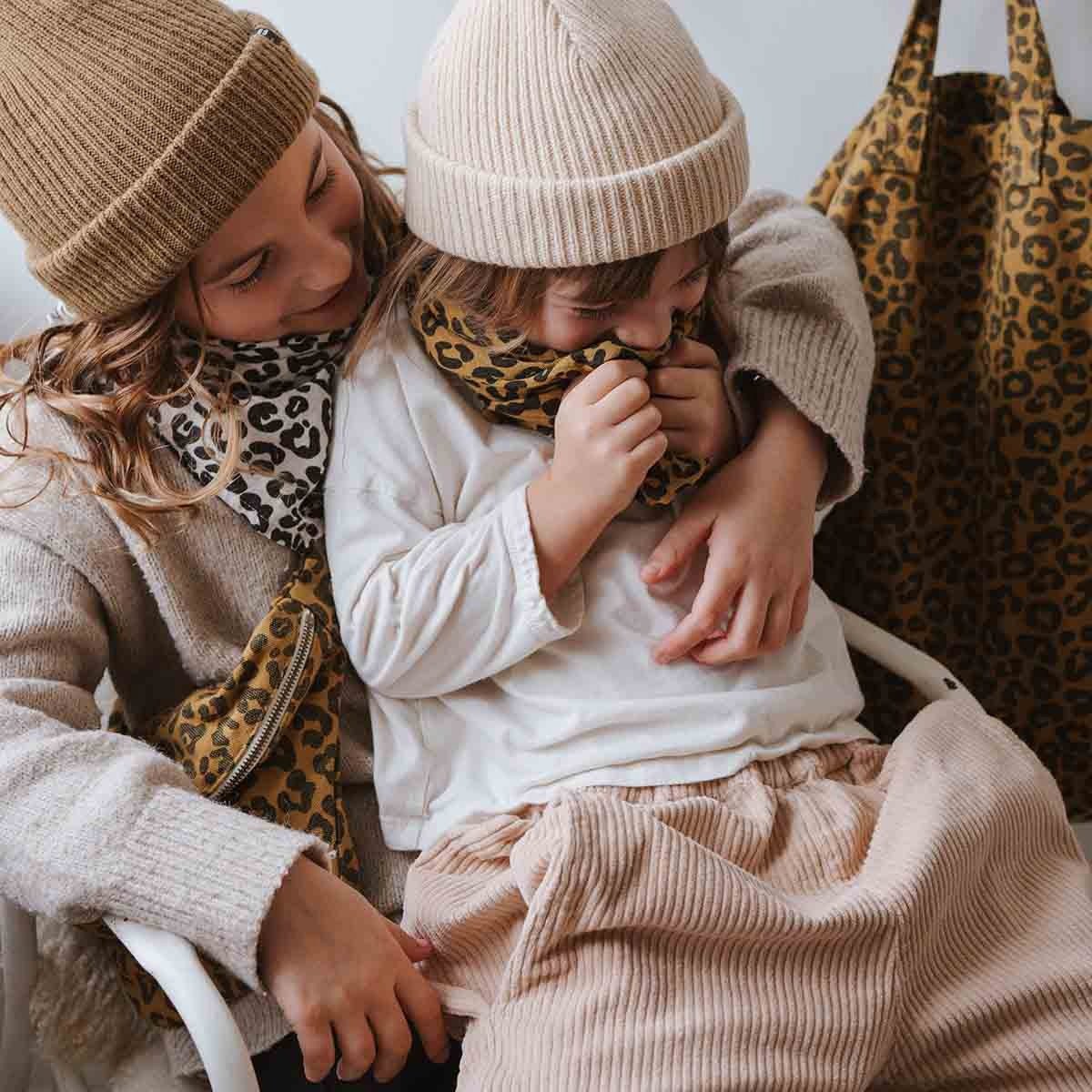 MUSSELINTUCH LEOPARD – KARAMELL - lyllevenn