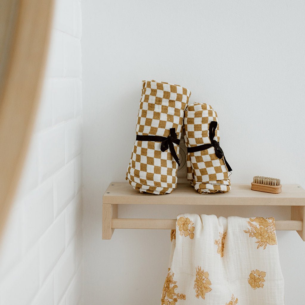 MUSSLINTUCH KARIERT – KARAMELL - lyllevenn