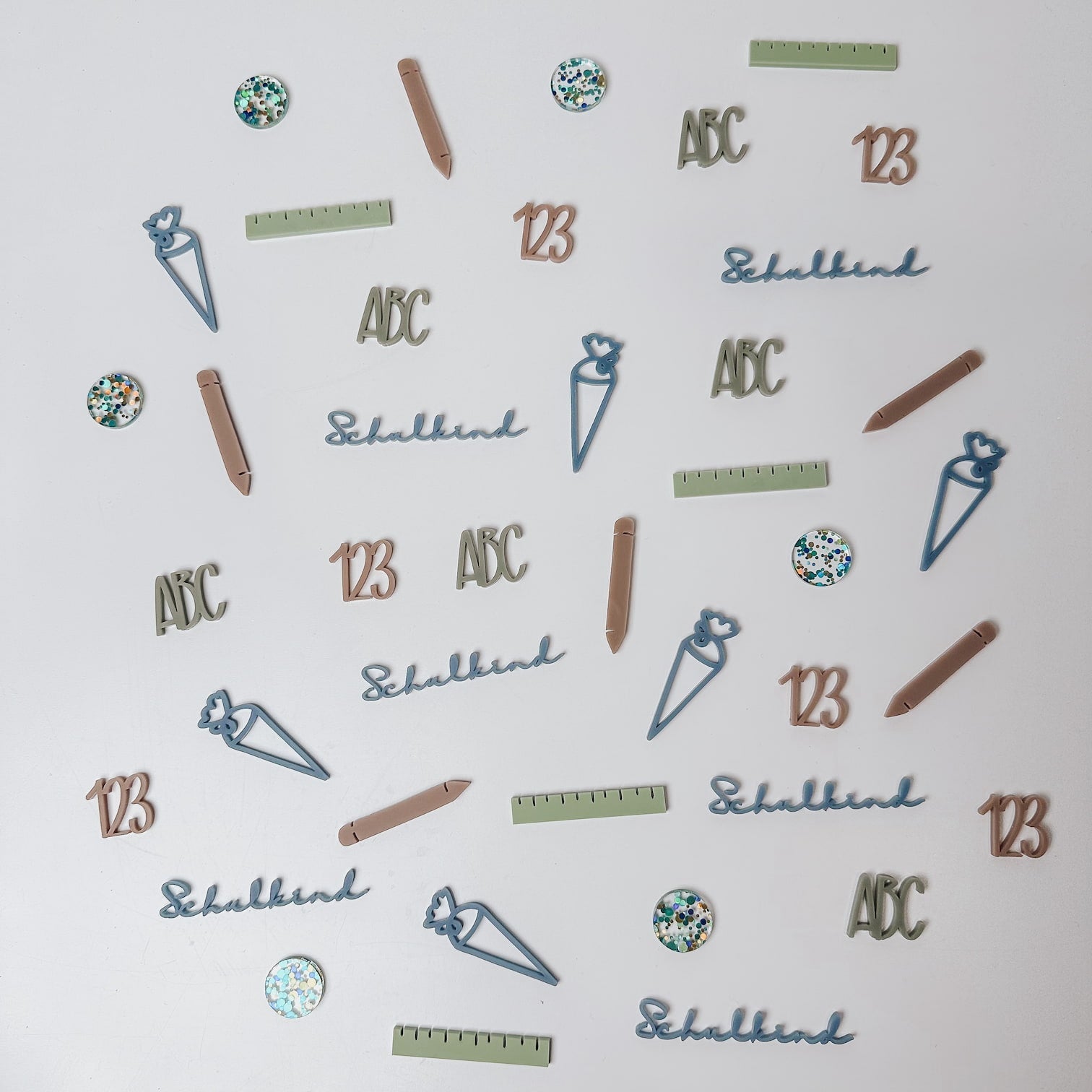 Nachhaltiges Konfetti aus Acryl - Einschulung Blau/Grün - lyllevenn