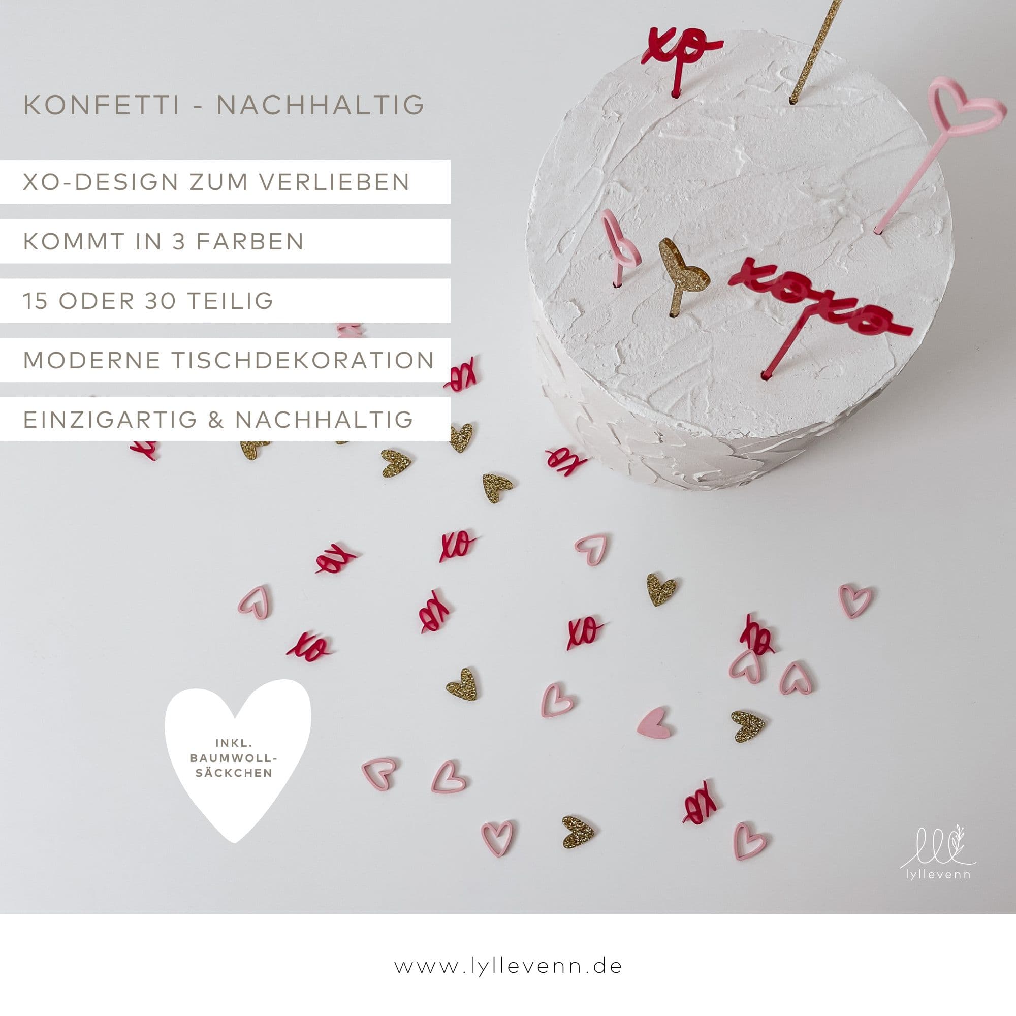 Nachhaltiges Konfetti aus Acryl - Valentinstag - lyllevenn