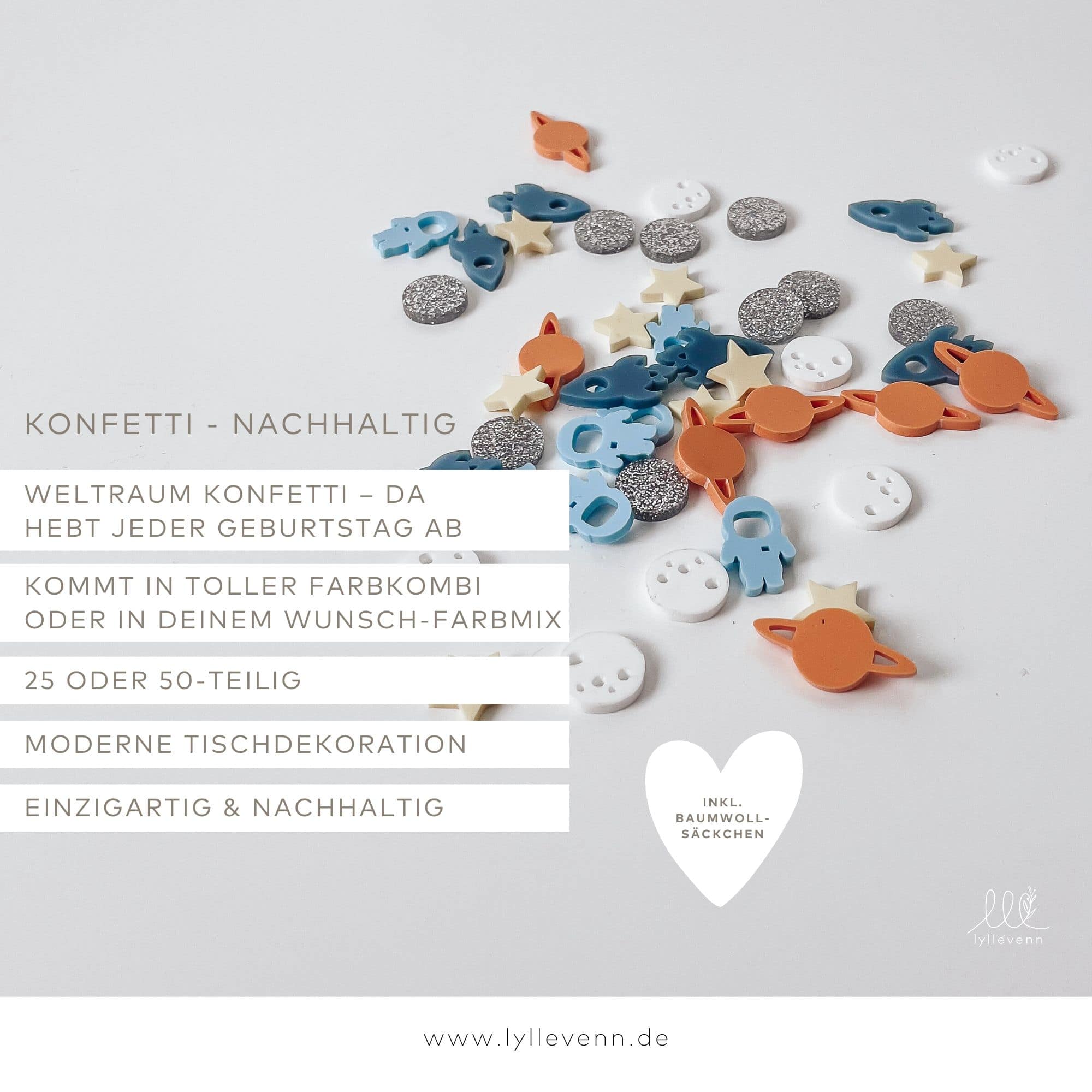 Nachhaltiges Konfetti aus Acryl - Weltall - lyllevenn