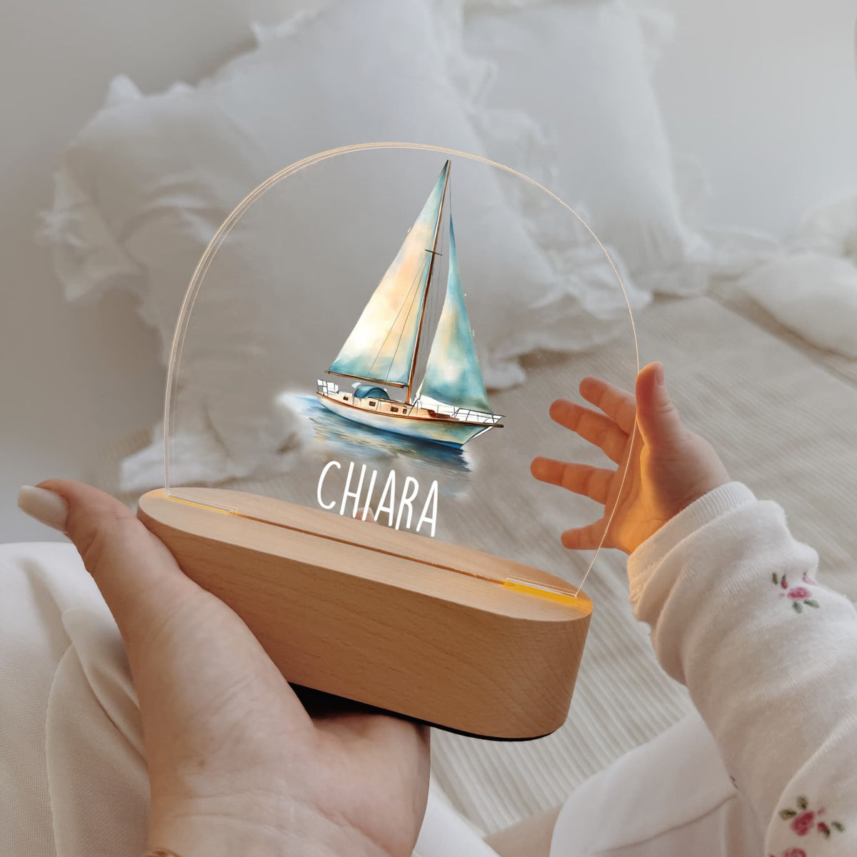 Nachtlicht Kinder personalisiert LED - Boot - lyllevenn