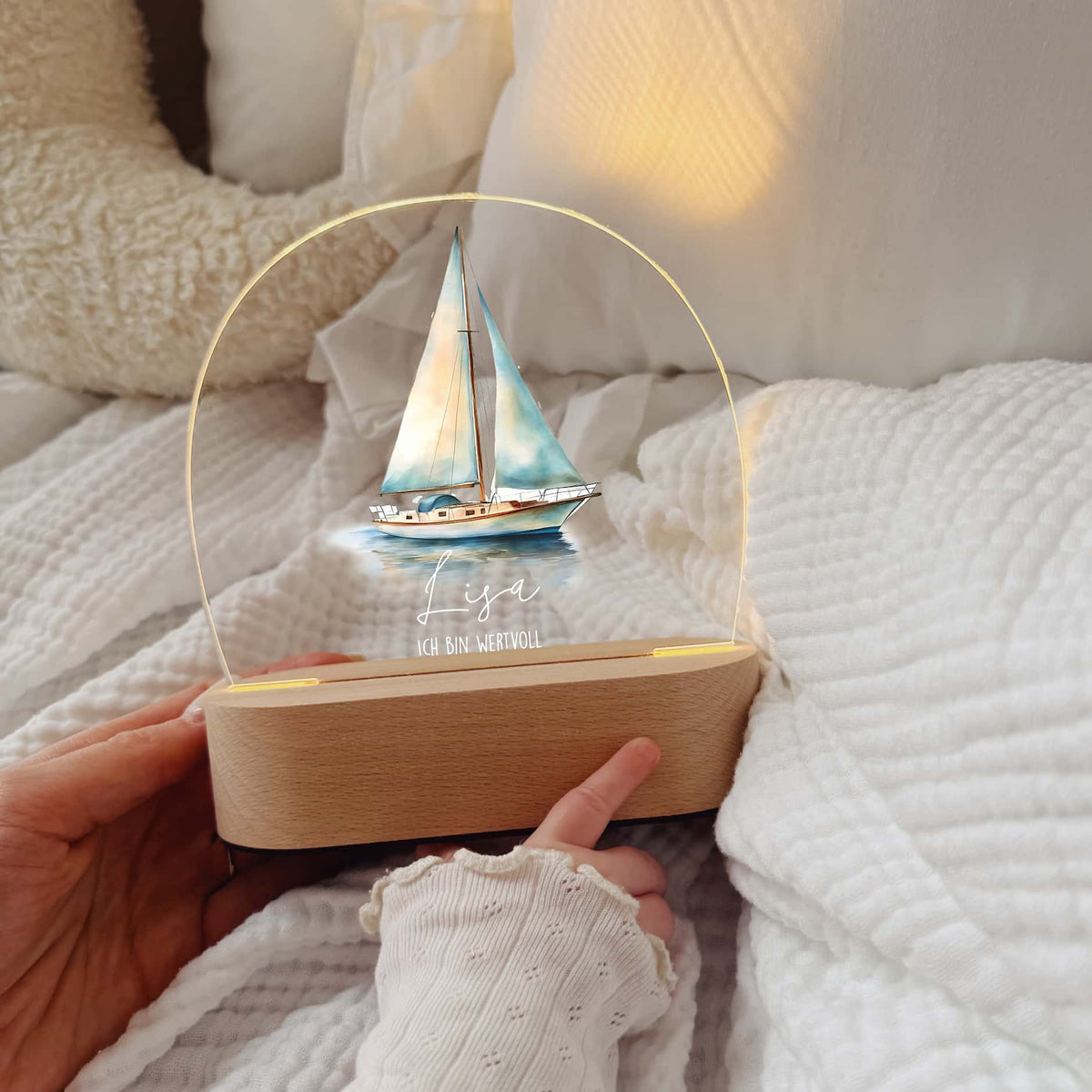 Nachtlicht Kinder personalisiert LED - Boot - lyllevenn