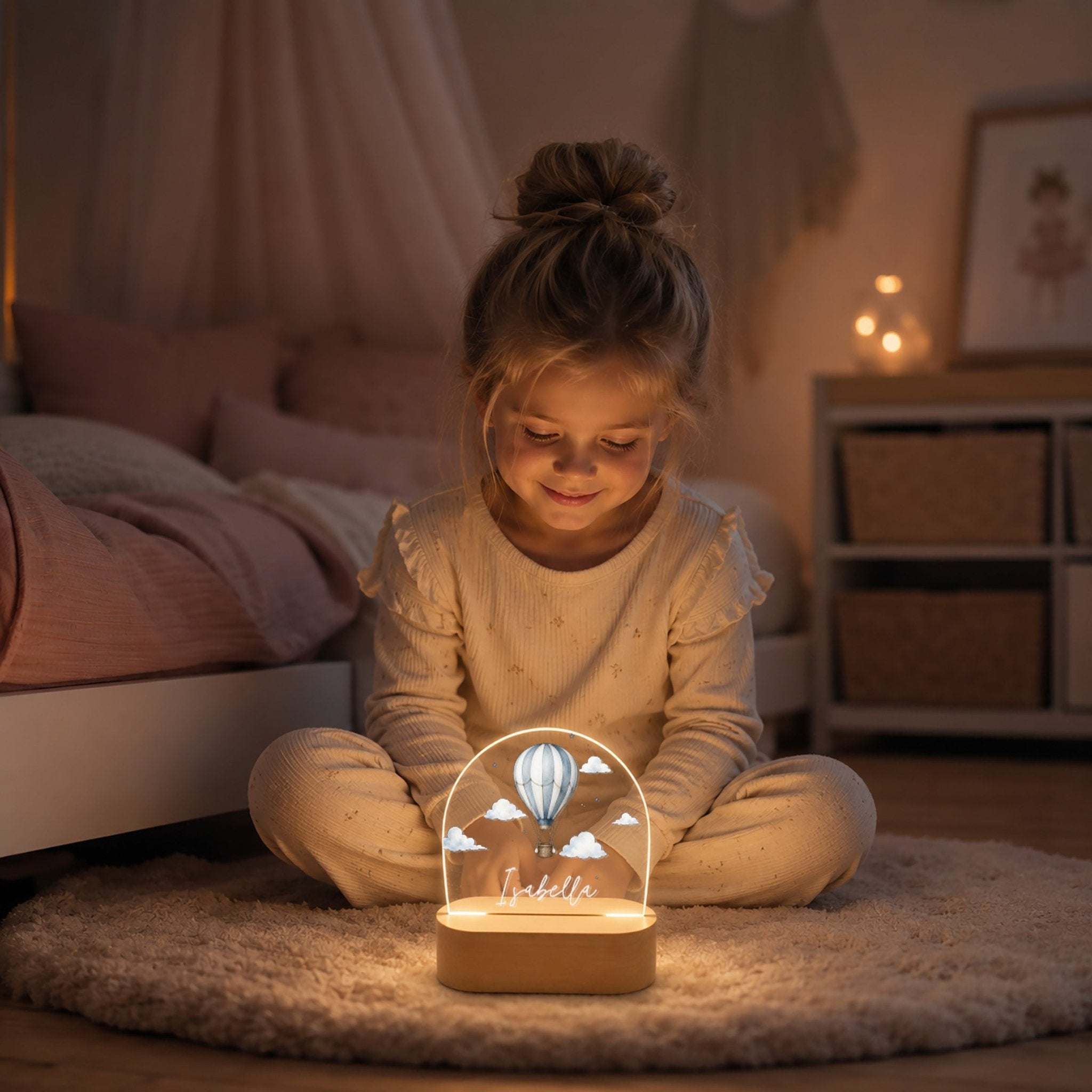 Nachtlicht Kinder personalisiert LED - Heißluftballon - lyllevenn