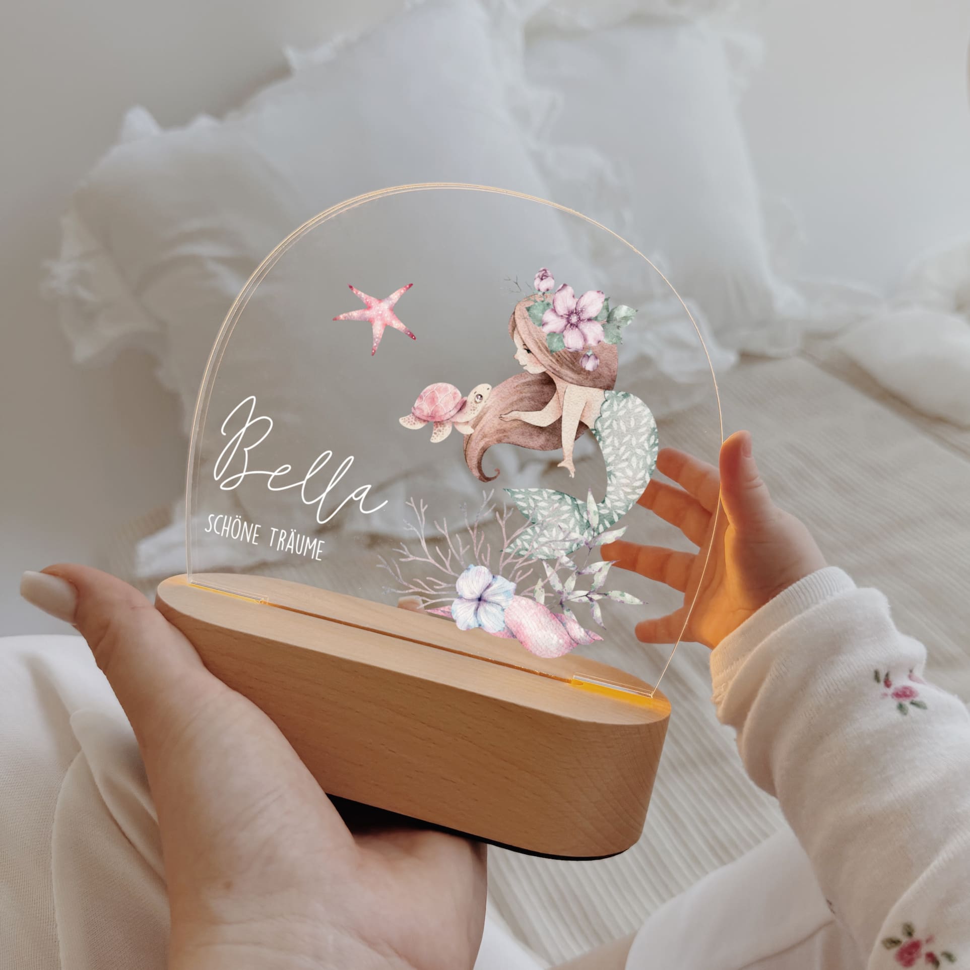 Nachtlicht Kinder personalisiert – LED Lampe bedruckt Fabelwesen - lyllevenn