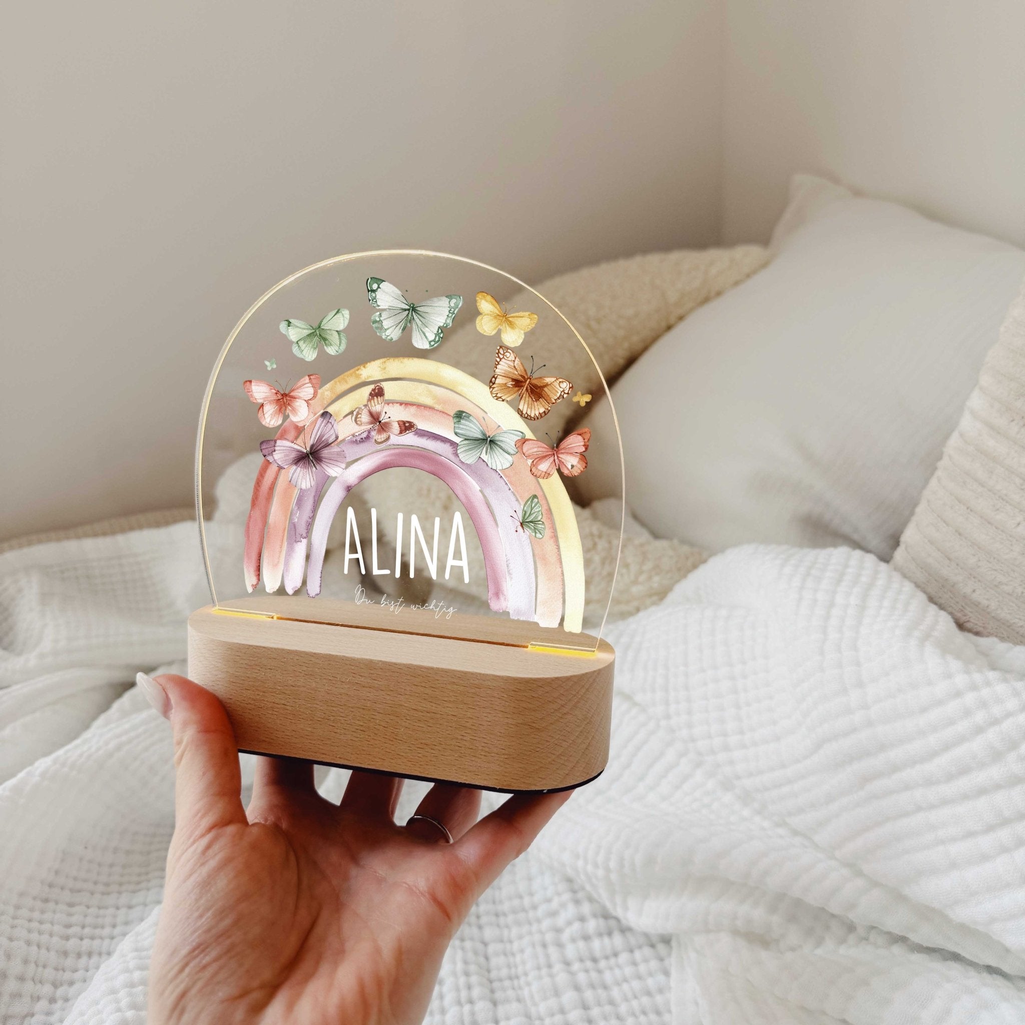 Nachtlicht Kinder personalisiert LED - Schmetterlinge - lyllevenn