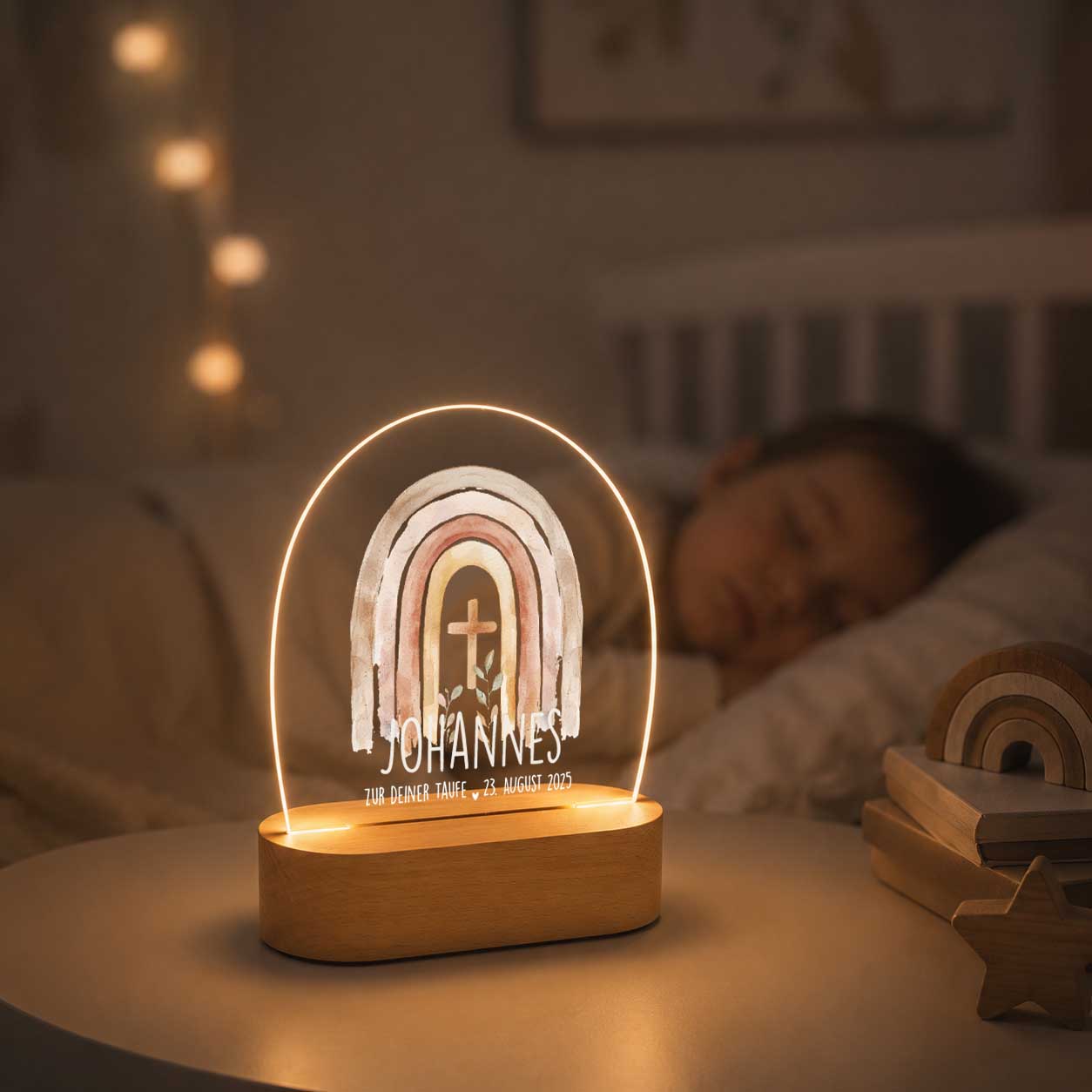 Nachtlicht Kinder personalisiert LED - Taufe - lyllevenn