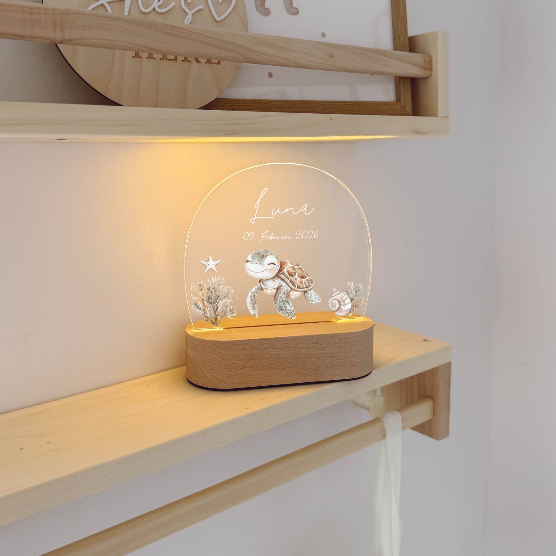 Nachtlicht Kinder personalisiert LED - Wassertiere Aquarell - lyllevenn