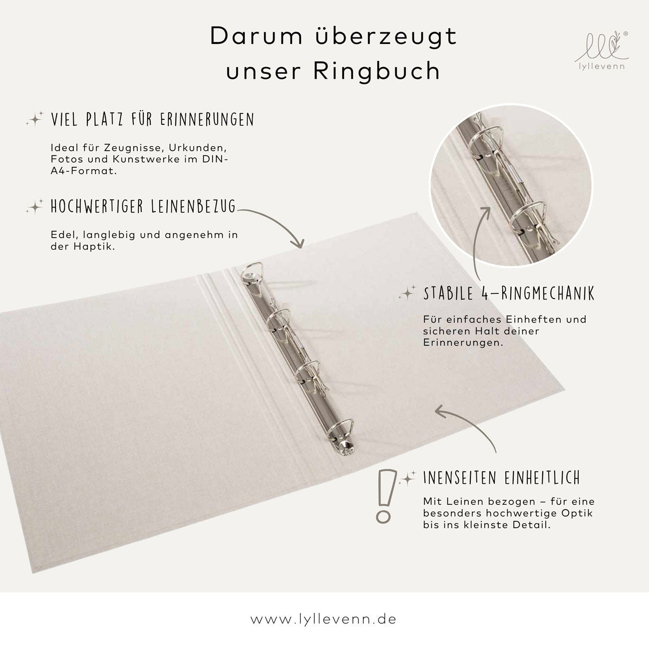 Ordner aus Leinen personalisierbar - mit Blumen - lyllevenn
