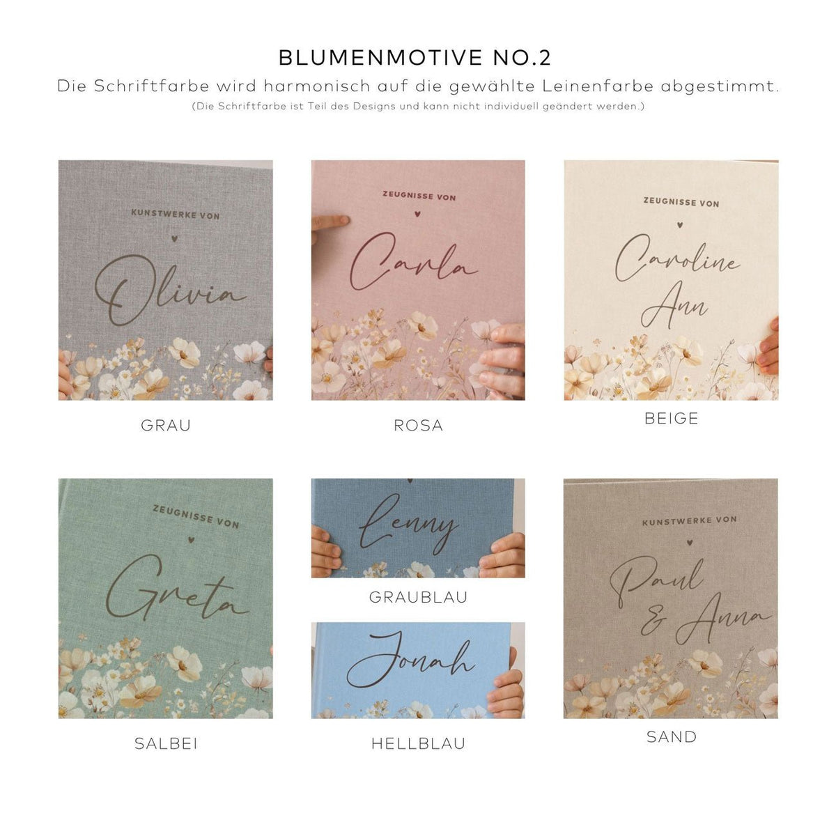 Ordner aus Leinen personalisierbar - mit Blumen - lyllevenn