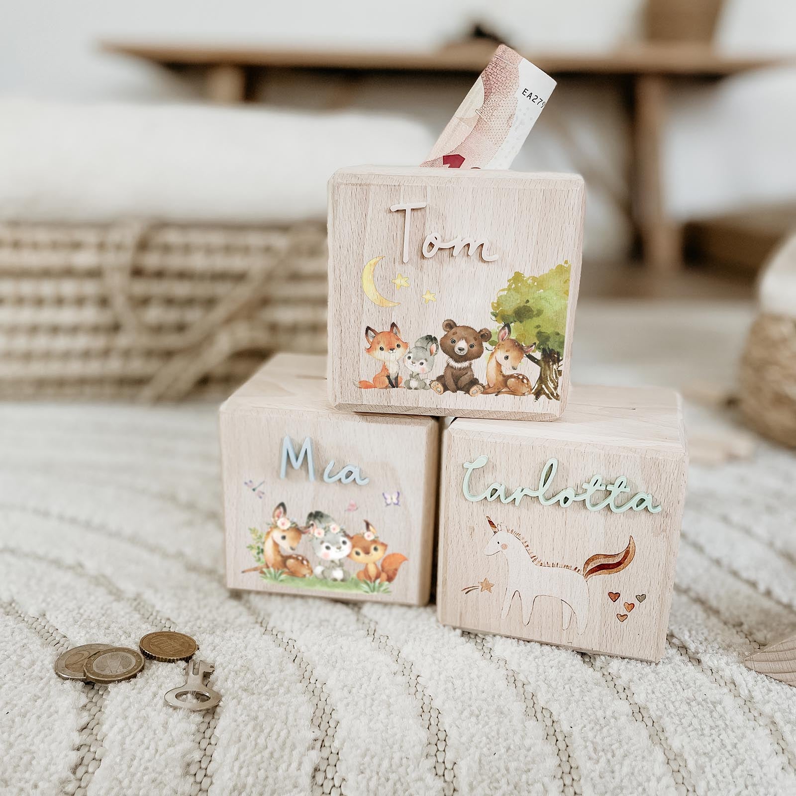 Personalisierte Spardose – WALDTIER-FAMILIE - lyllevenn