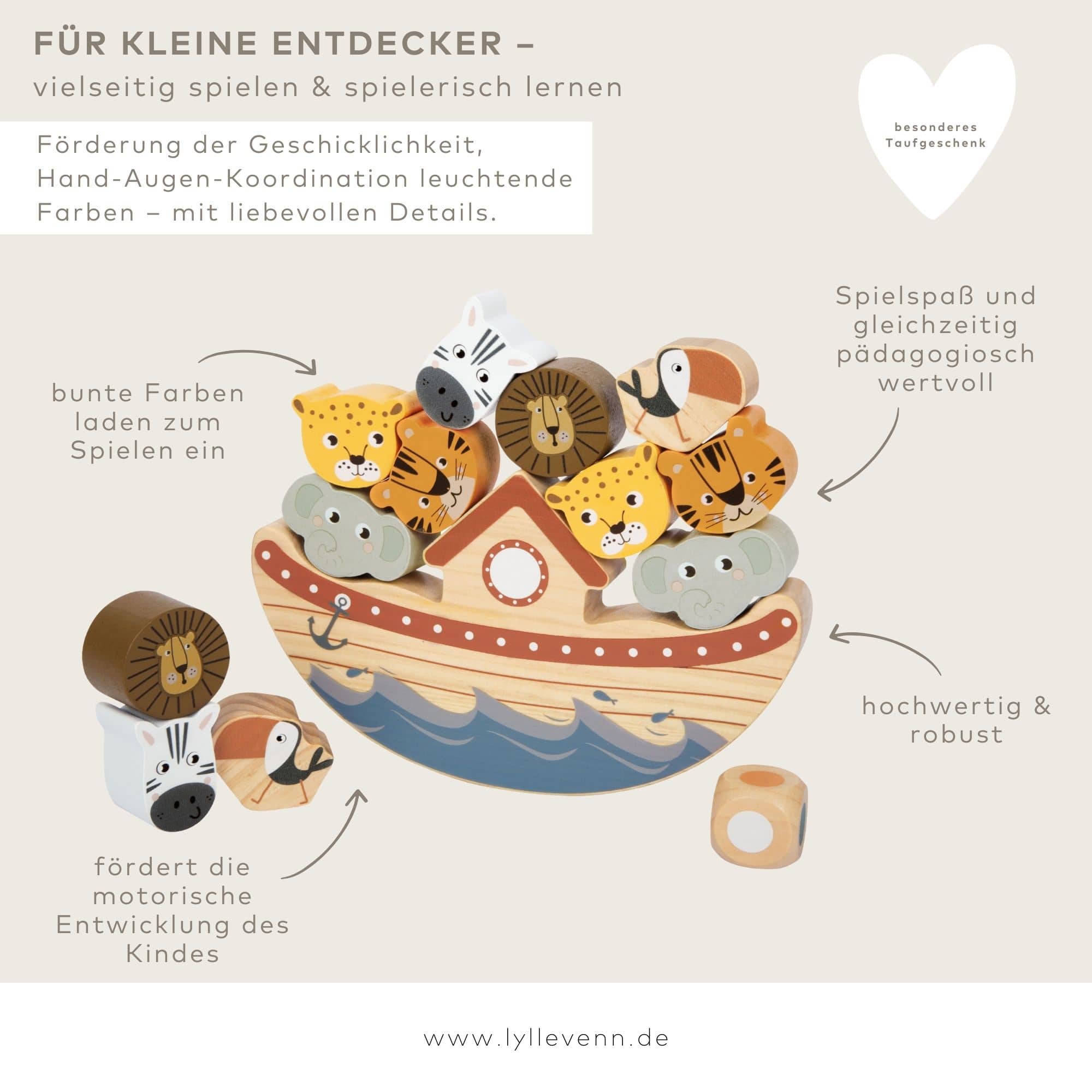 Personalisiertes Balancierspiel Arche Holz - Safari - lyllevenn
