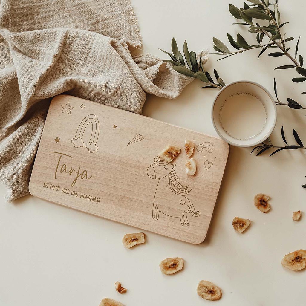Personalisiertes Frühstücksbrettchen - Einhorn - lyllevenn