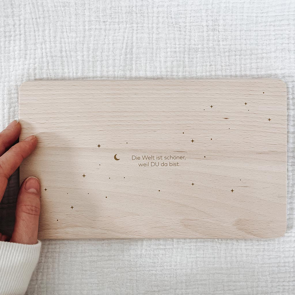 Personalisiertes Frühstücksbrettchen - Mond und Sterne - lyllevenn