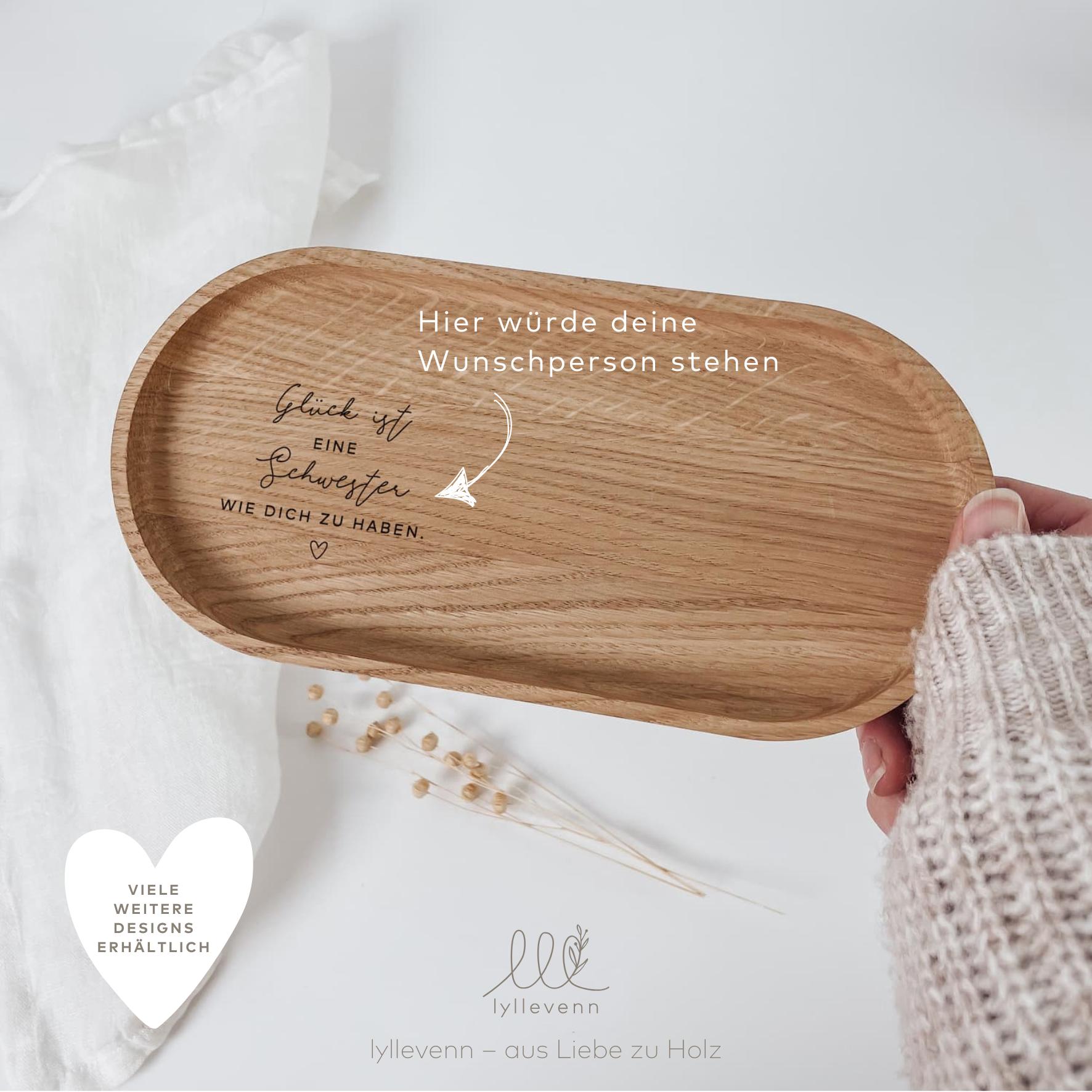 Personalisiertes Holztablett - Glück ist… - lyllevenn