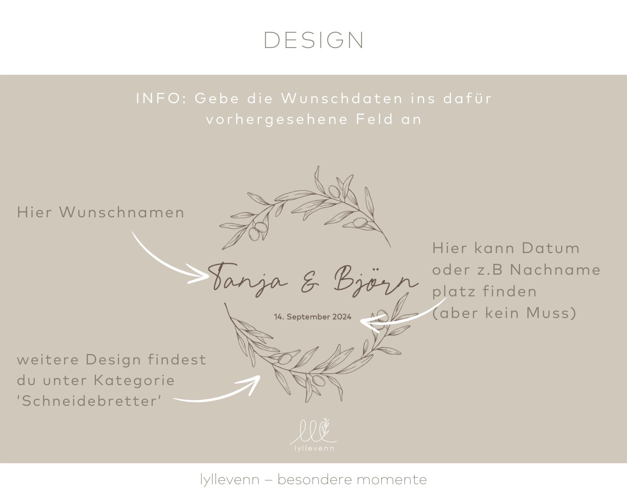 Personalisiertes Schneidebrett Bambus/Eiche - Olive - lyllevenn