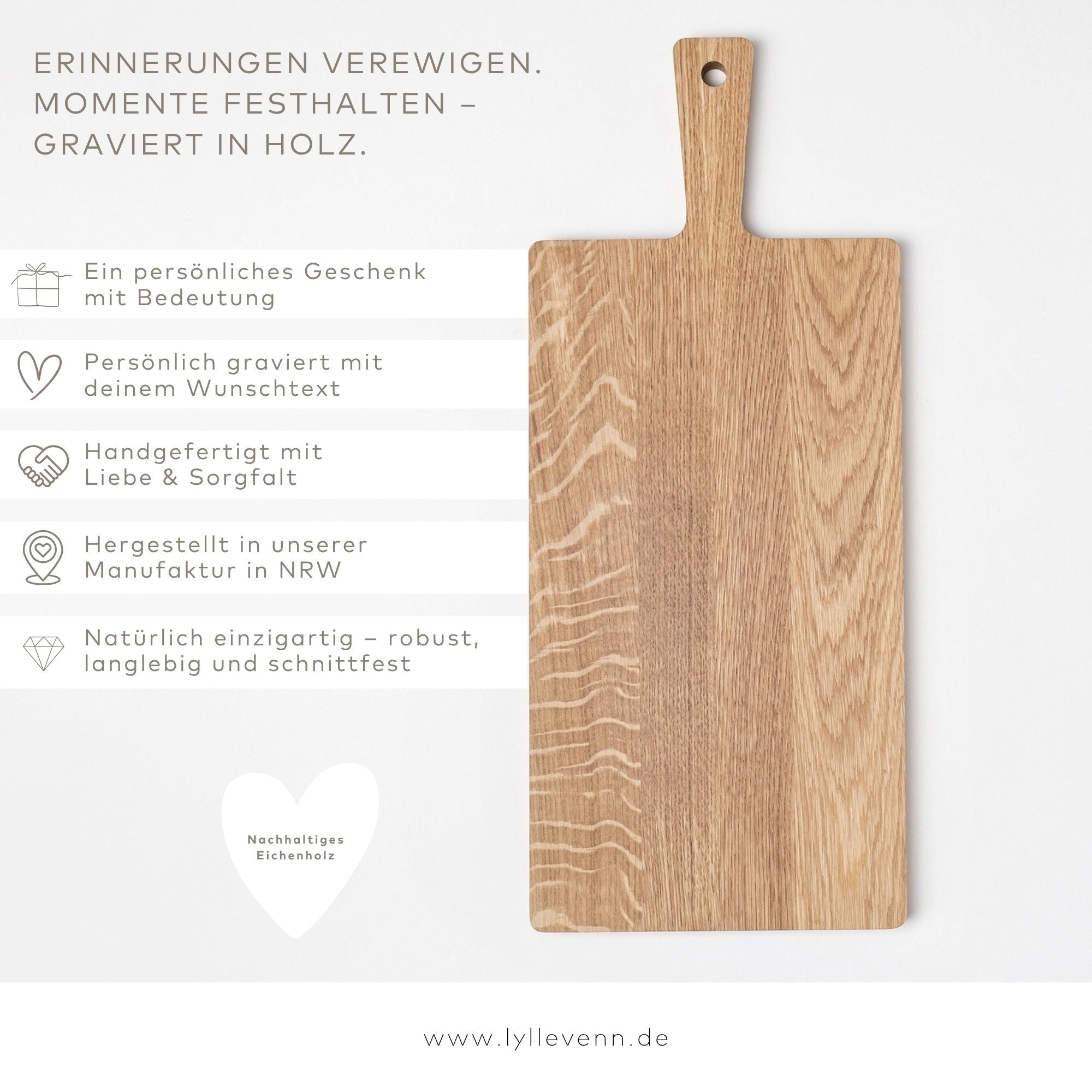 Personalisiertes Schneidebrett Eiche - Kita Abschiedsgeschenk mit Gravur - lyllevenn