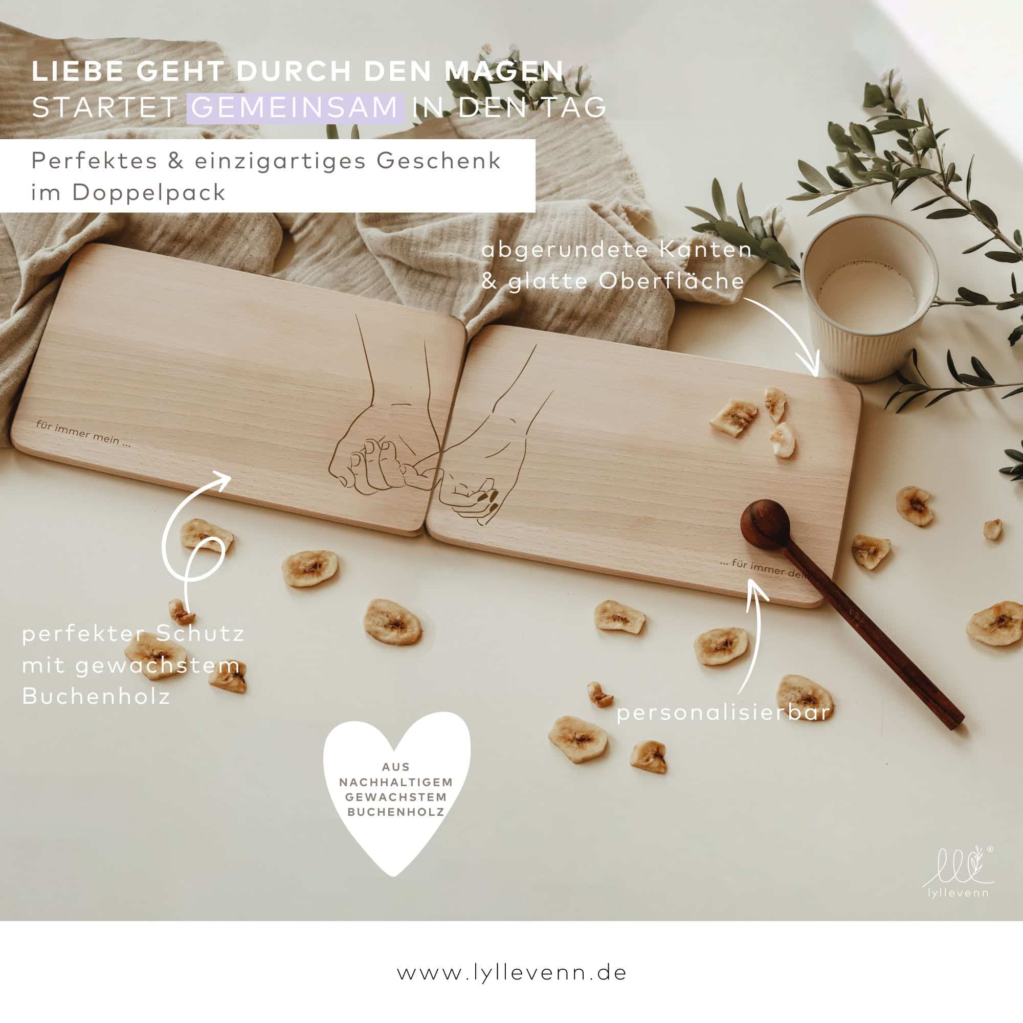 Personalisiertes Schneidebrett - Hand in Hand - lyllevenn