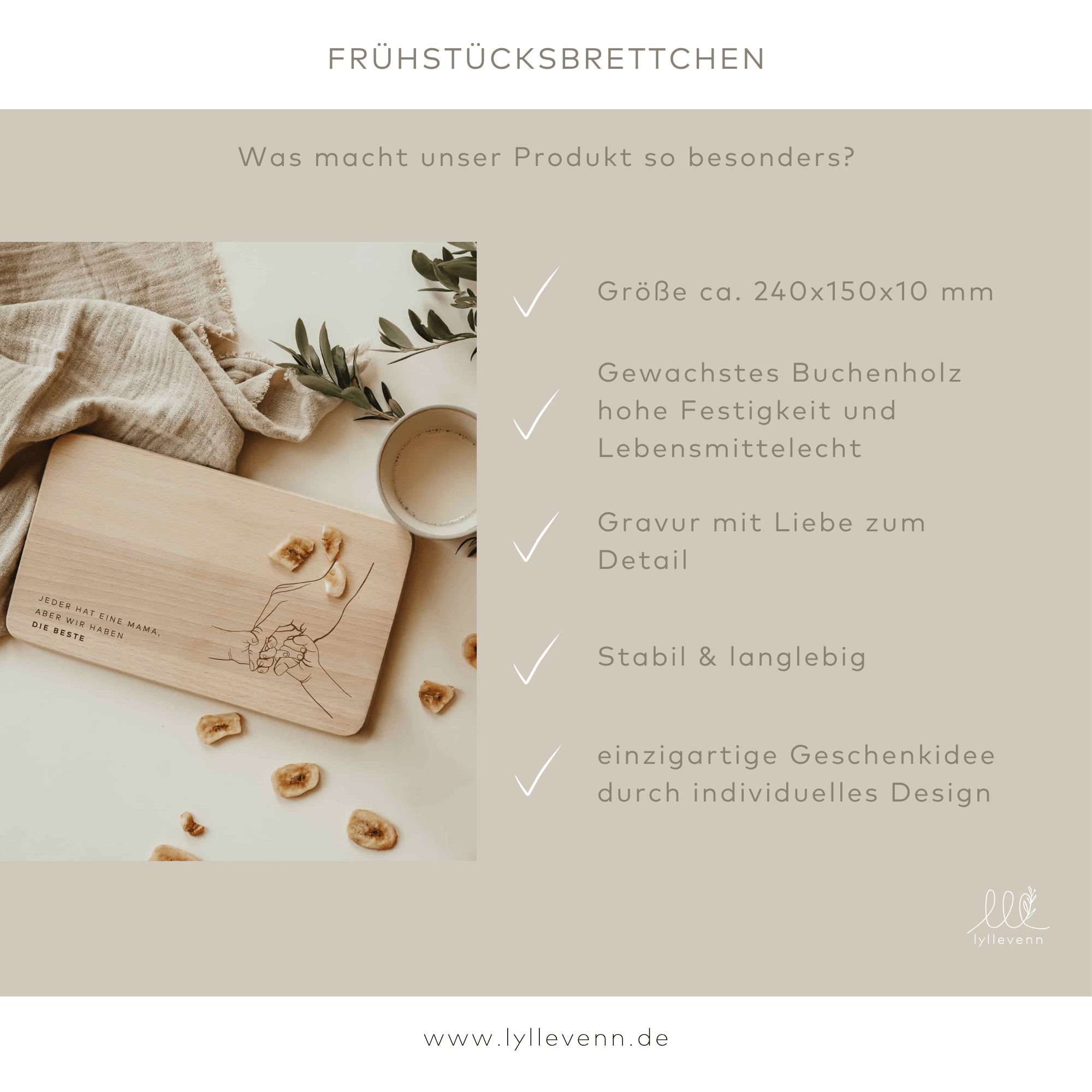 Personalisiertes Schneidebrett - Muttertag Wunschtext - lyllevenn