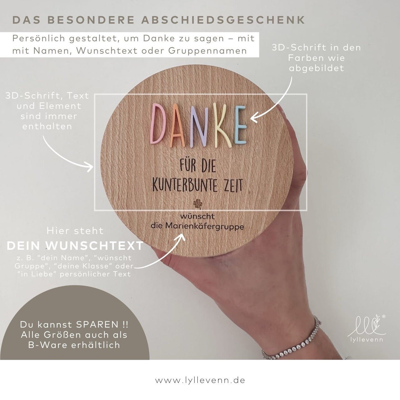 Personalisiertes Vorratsglas - 3D Schrift Danke - lyllevenn