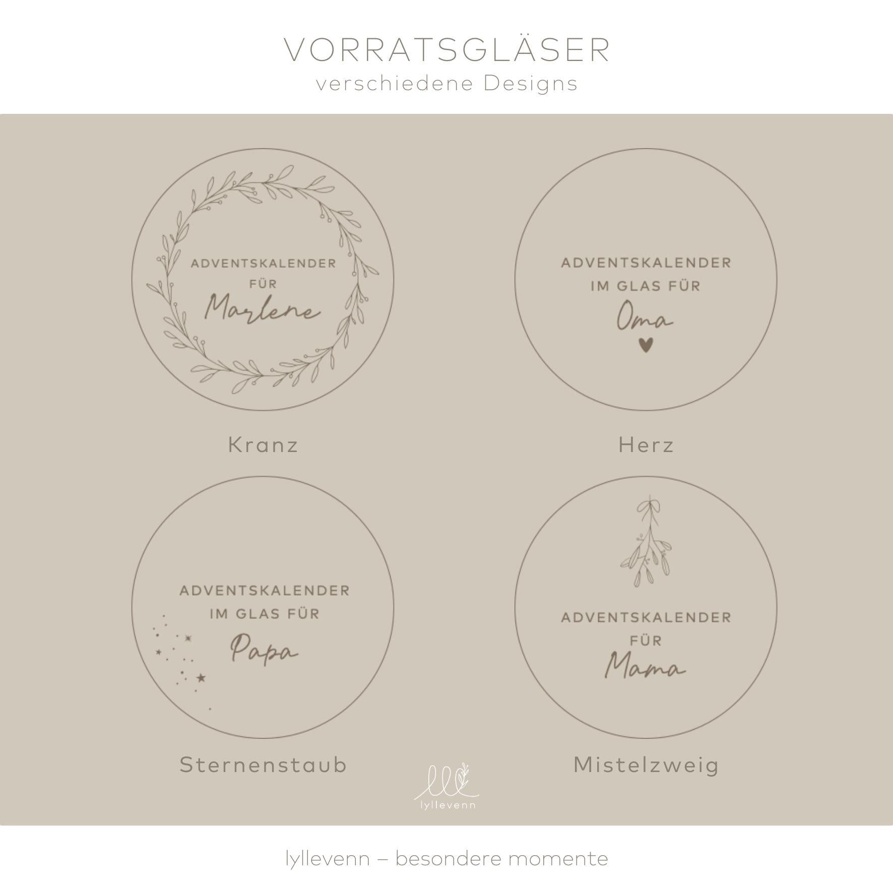 Personalisiertes Vorratsglas - Adventskalender im Glas - lyllevenn