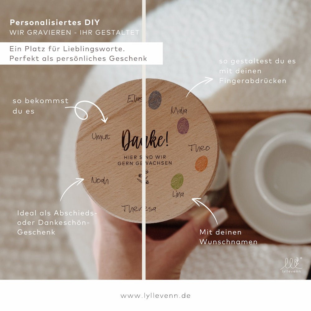 Personalisiertes Vorratsglas - Danke mit Wunschnamen - lyllevenn