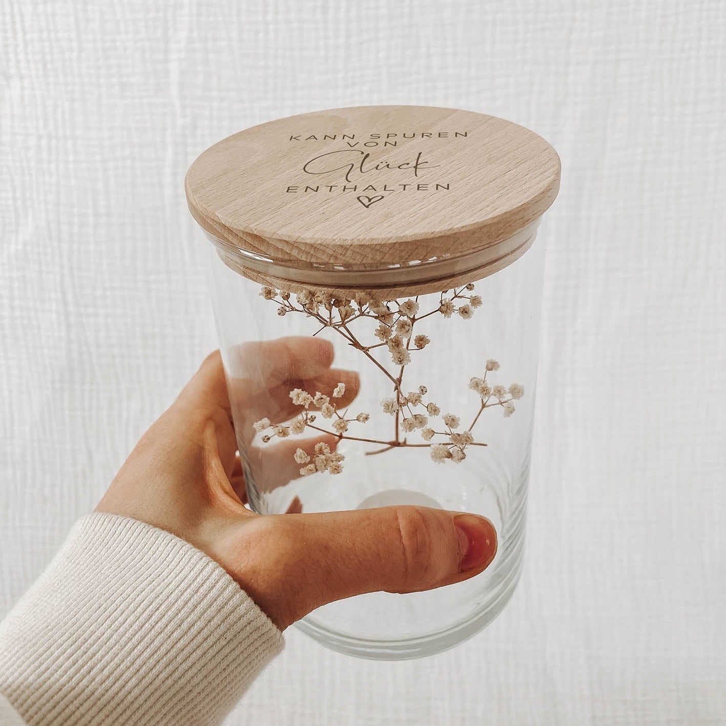 Personalisiertes Vorratsglas – Spuren von Glück oder süsses Leben - lyllevenn