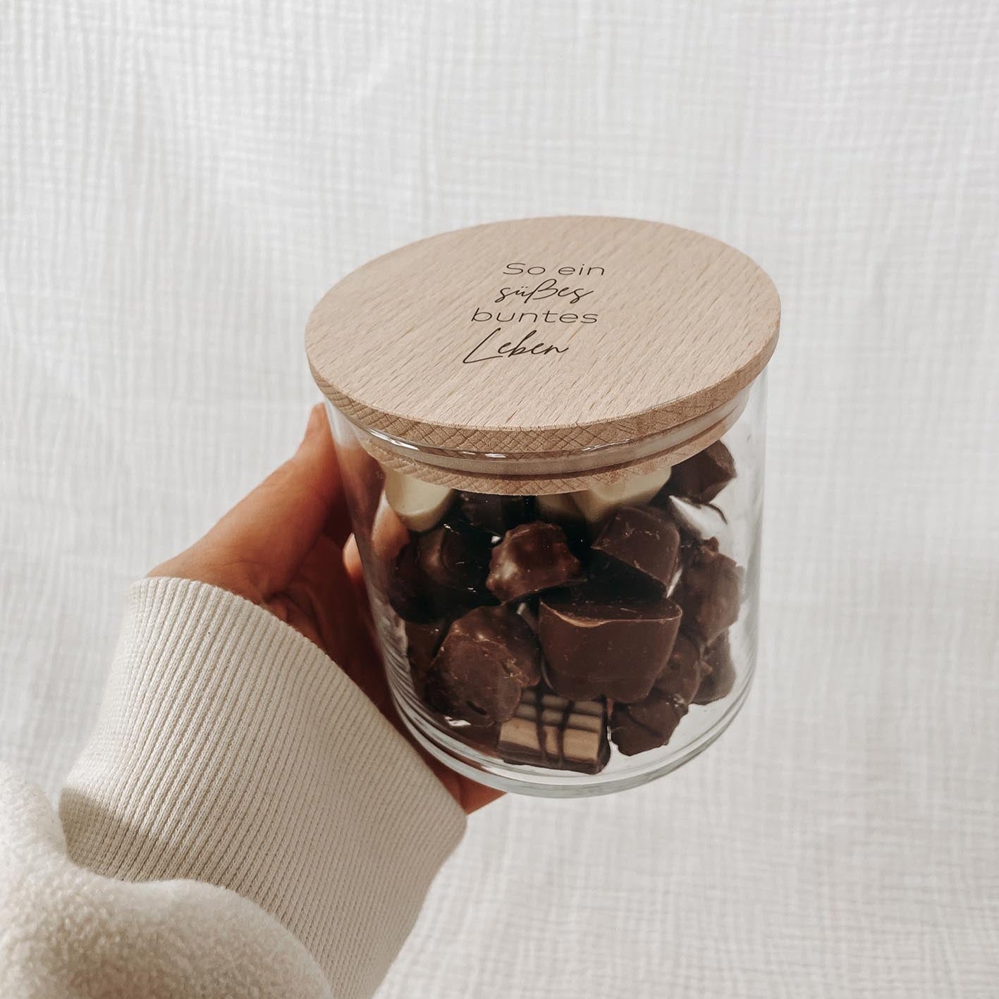 Personalisiertes Vorratsglas – Spuren von Glück oder süsses Leben - lyllevenn