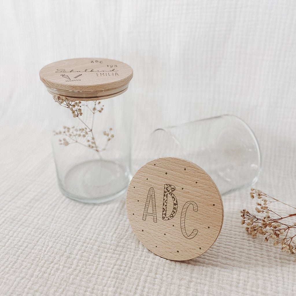 Personalisiertes Vorratsglas zur Einschulung – ABC - lyllevenn