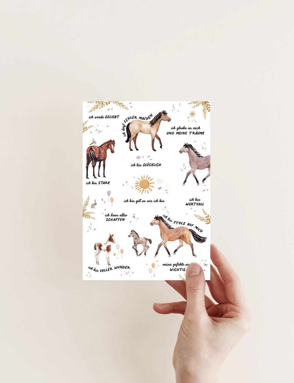 Postkarte Affirmation – Pferde - lyllevenn