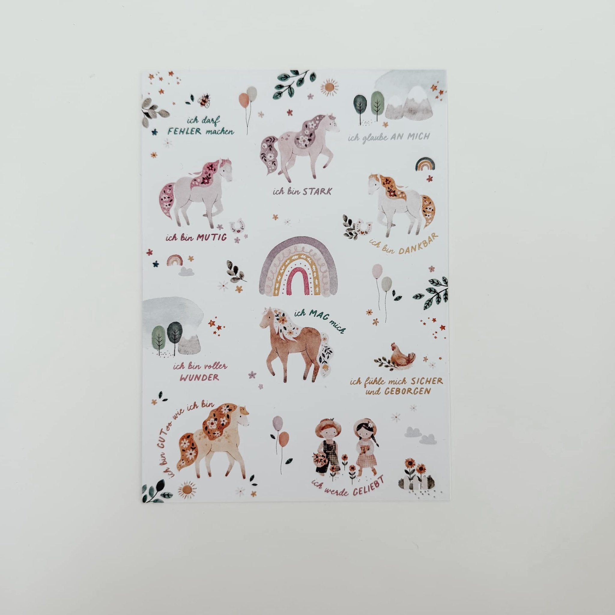Postkarte Affirmationen - Blumenponys - lyllevenn
