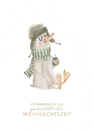 Postkarte - Ente "gemütliche Weihnachtszeit"