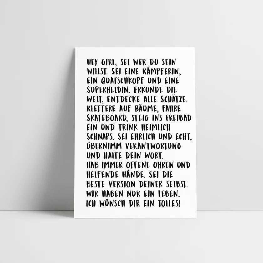 Postkarte - Hey Girl - lyllevenn