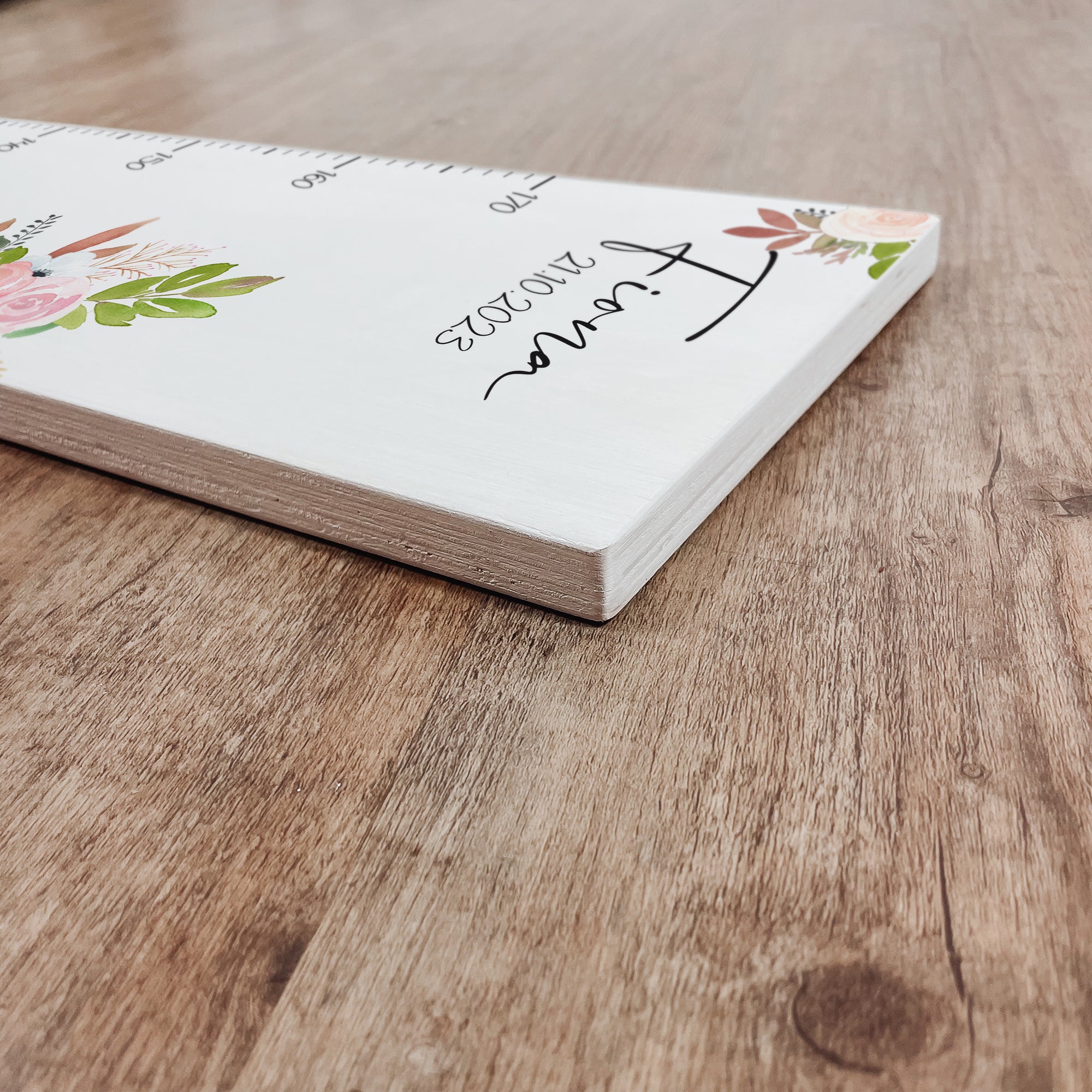 Kindermesslatte Holz personalisiert - Rosenzauber