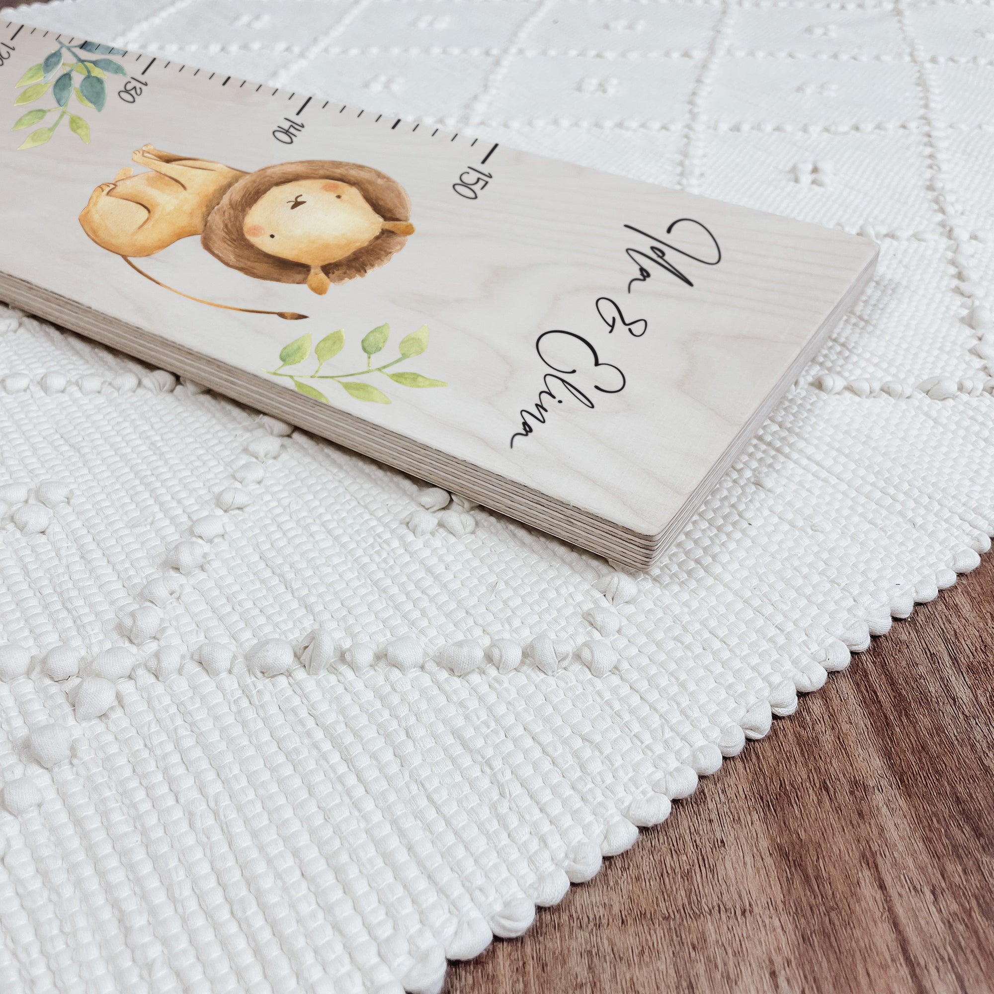 Kindermesslatte Holz personalisiert - Safari Freunde