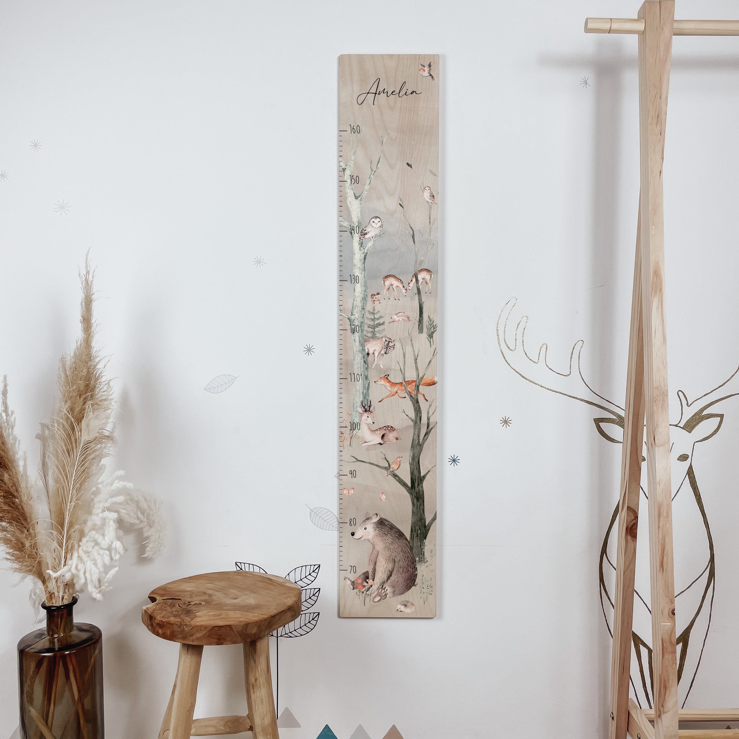 Kindermesslatte Holz "Scandinavian Forest" – personalisiert für Kinder