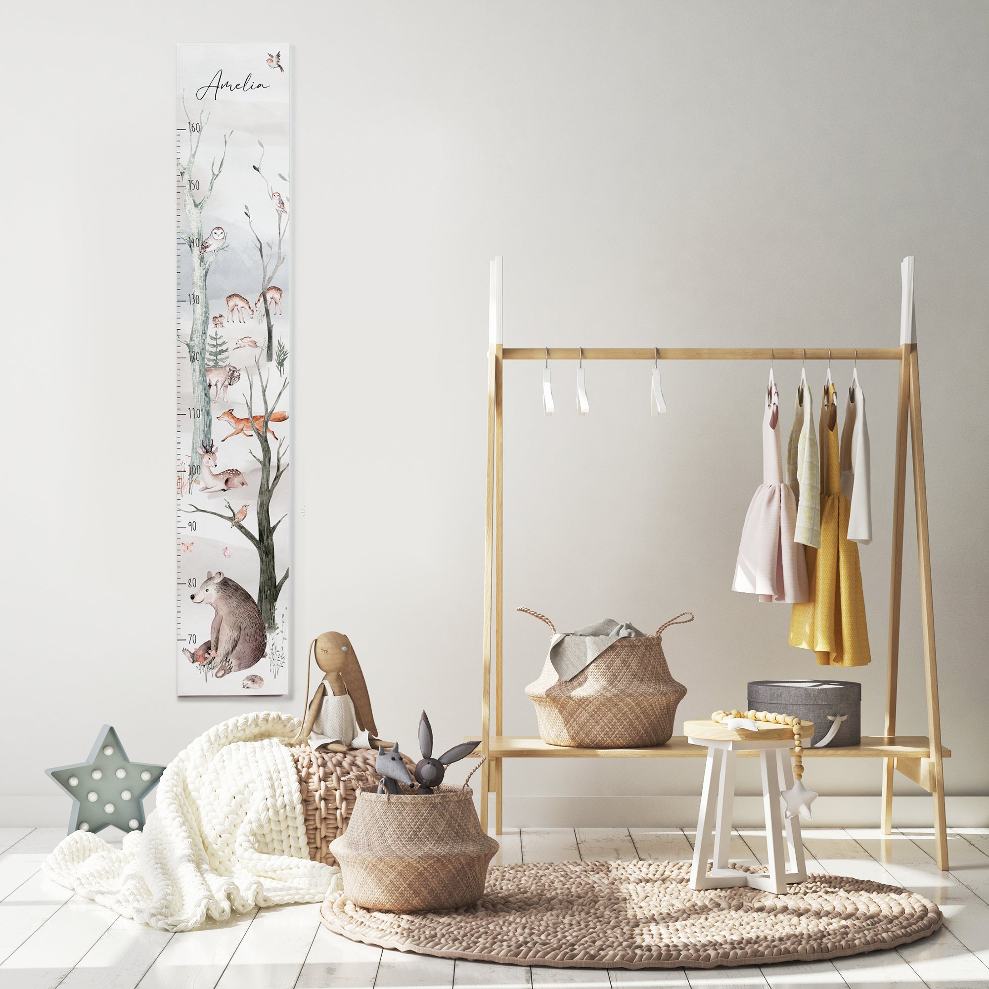 Kindermesslatte Holz "Scandinavian Forest" – personalisiert für Kinder