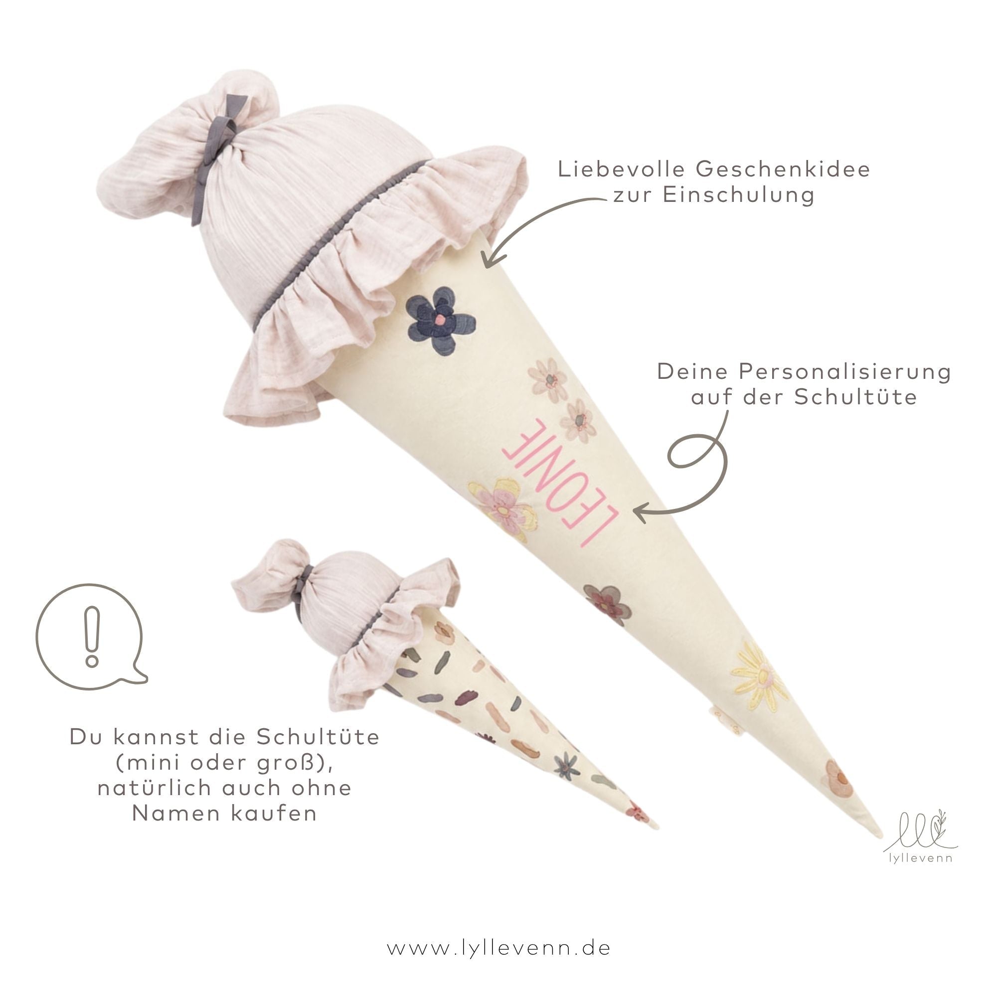 Schultüte Personalisiert - Blumen - lyllevenn