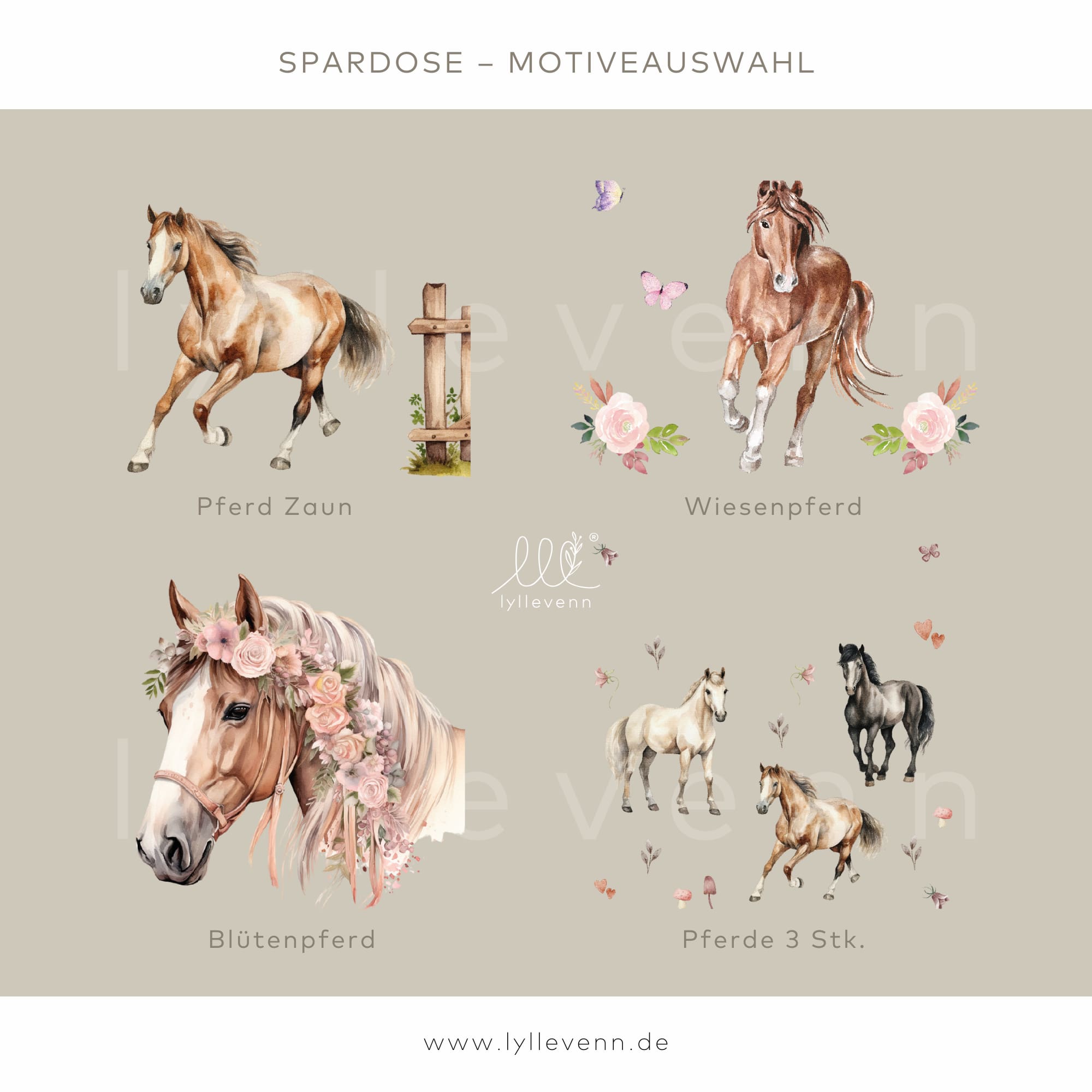 Spardose Holz personalisiert - Pferd - lyllevenn