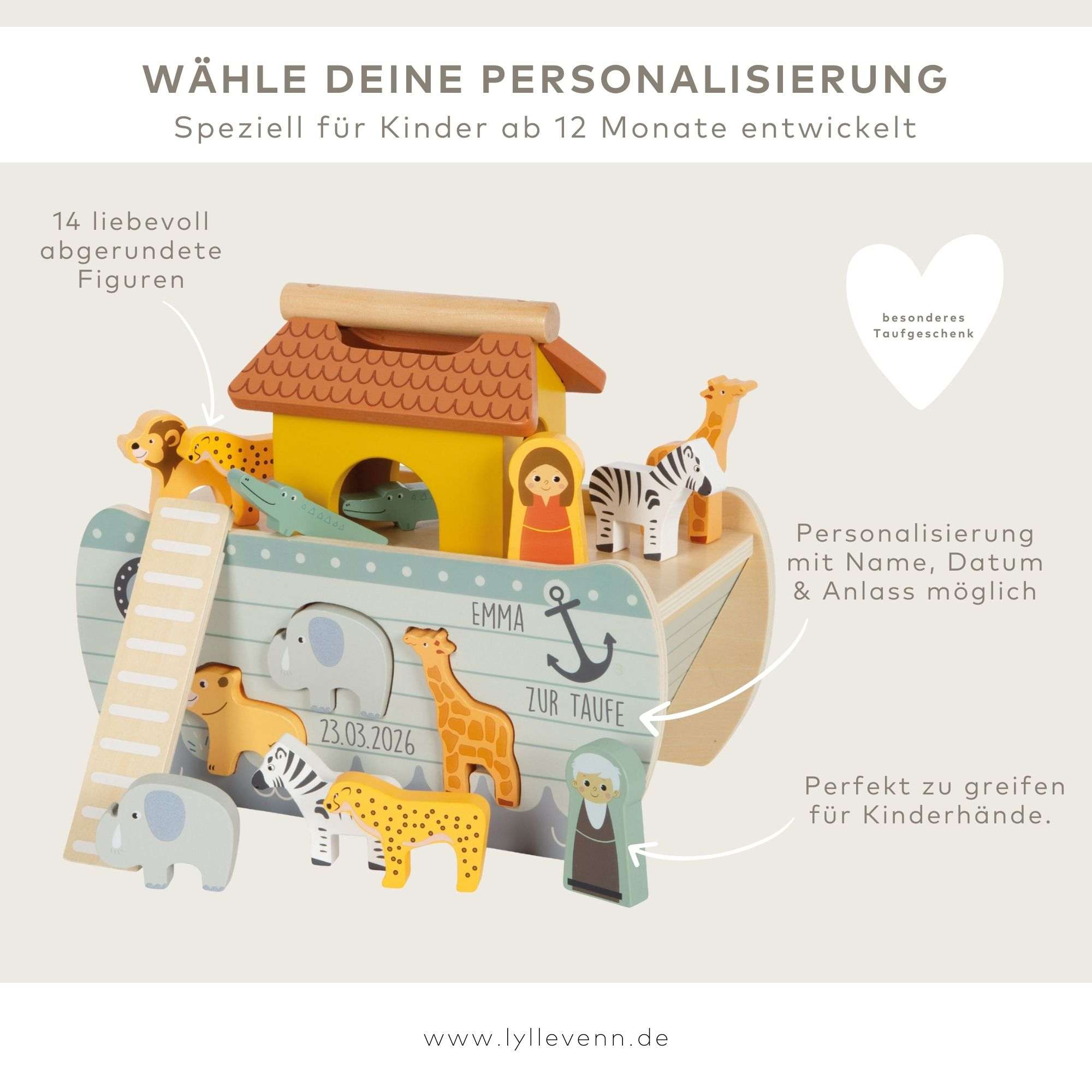 Steckspiel personalisierbar - Arche Noah Safari - lyllevenn