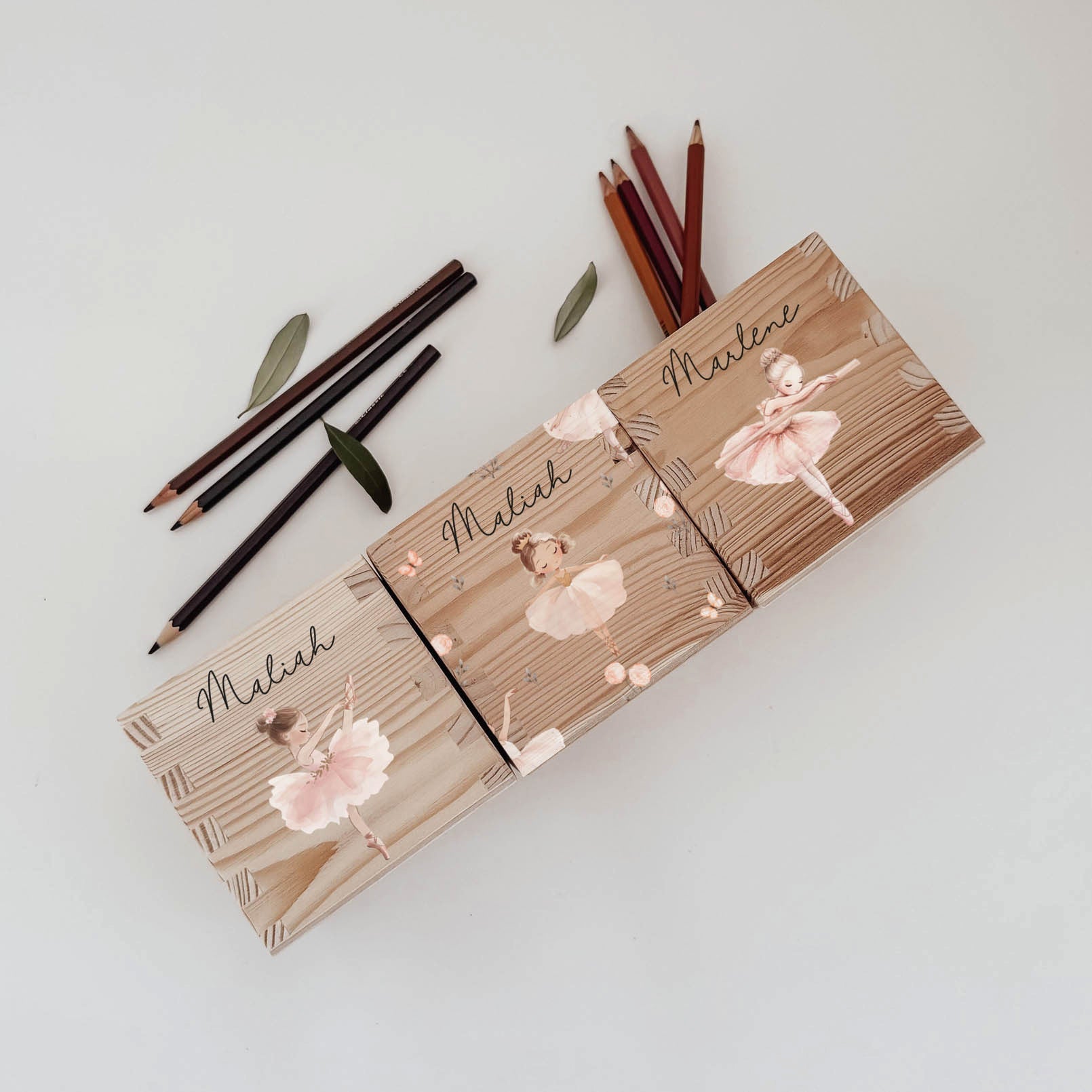 Stiftehalter Holz personalisiert - Bedruckt Ballerina - lyllevenn