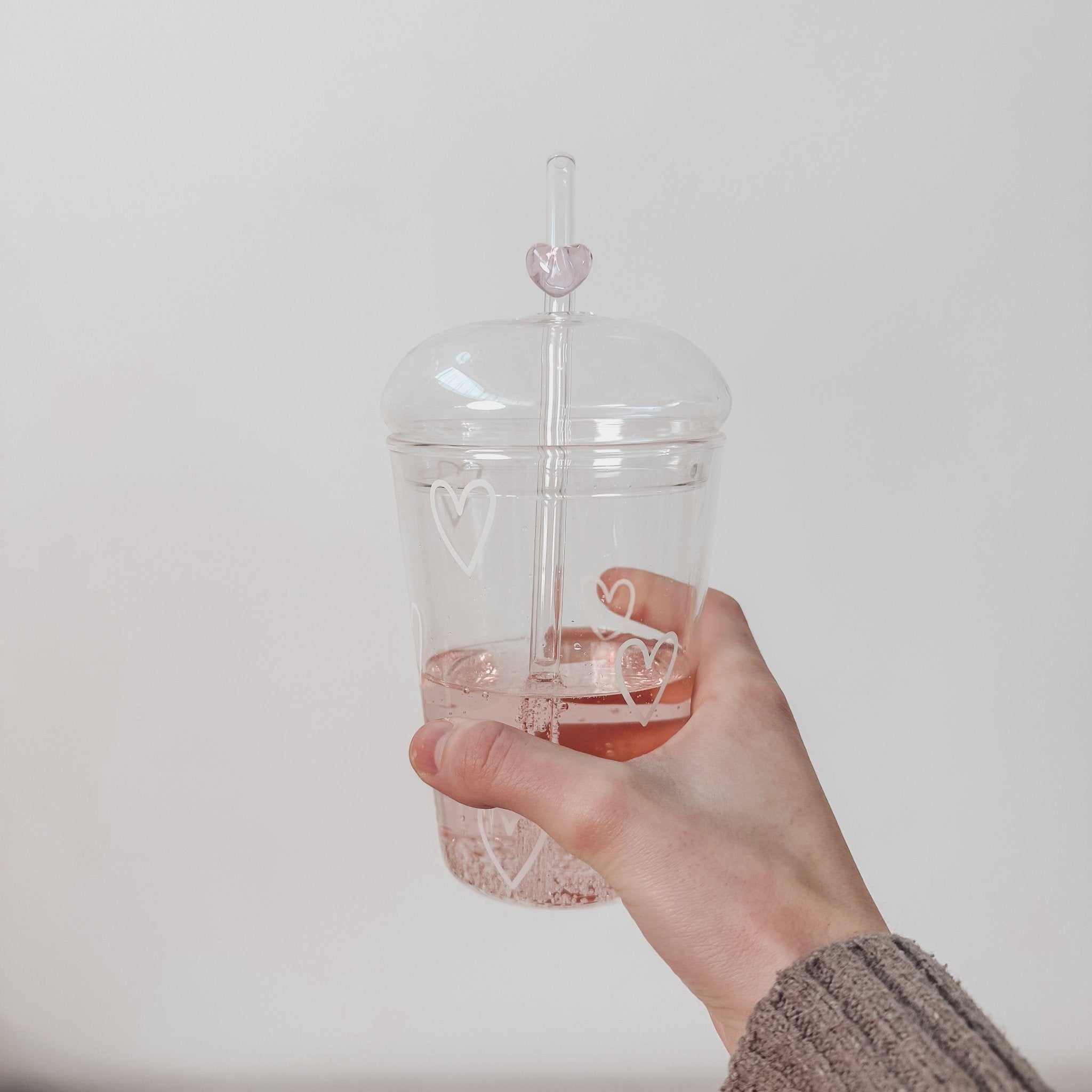 Strohhalme Herzen aus Glas – Rot oder Rosa - lyllevenn