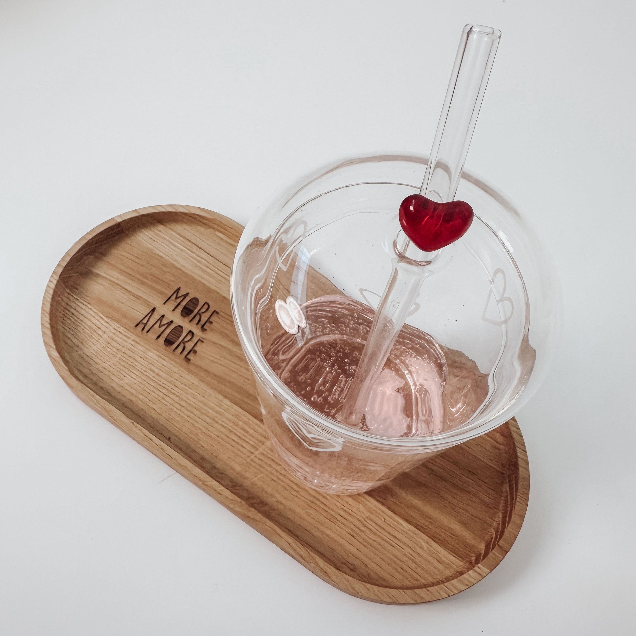 Strohhalme Herzen aus Glas – Rot oder Rosa - lyllevenn