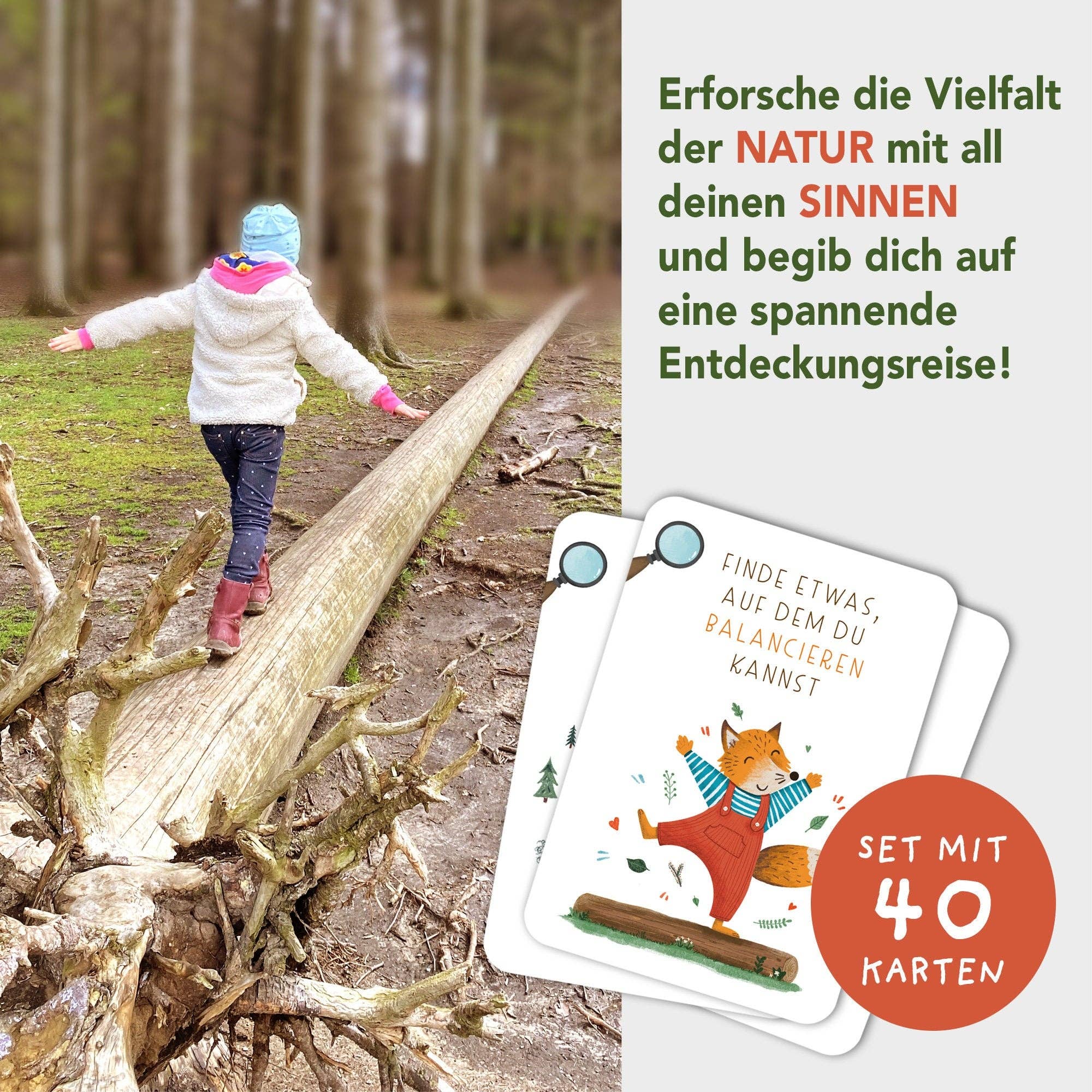 Suchspiel für Kinder - Suchen & Finden Kartenspiel mit 40 Naturkarten - lyllevenn