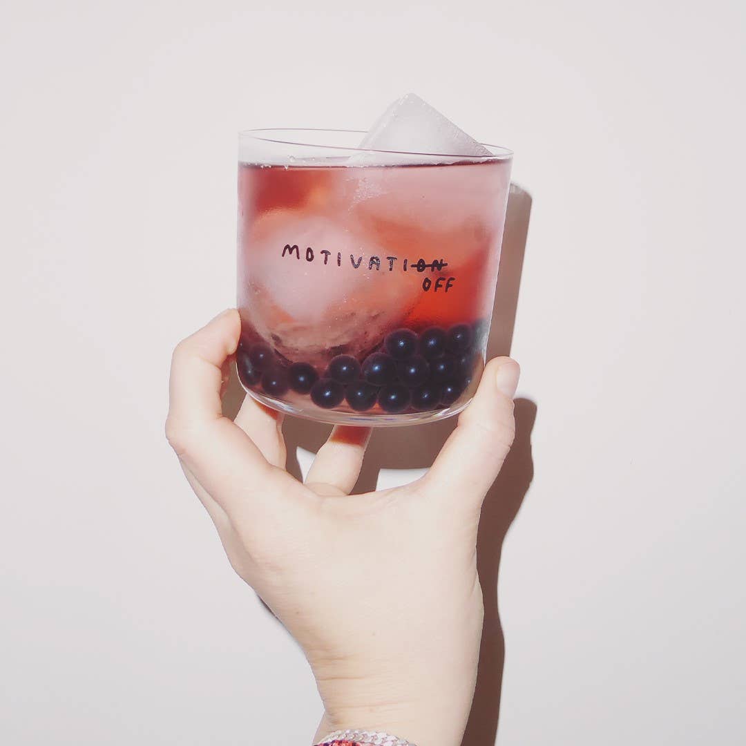 Trinkglas – Motivation off - Designer Statement Glass - lyllevenn