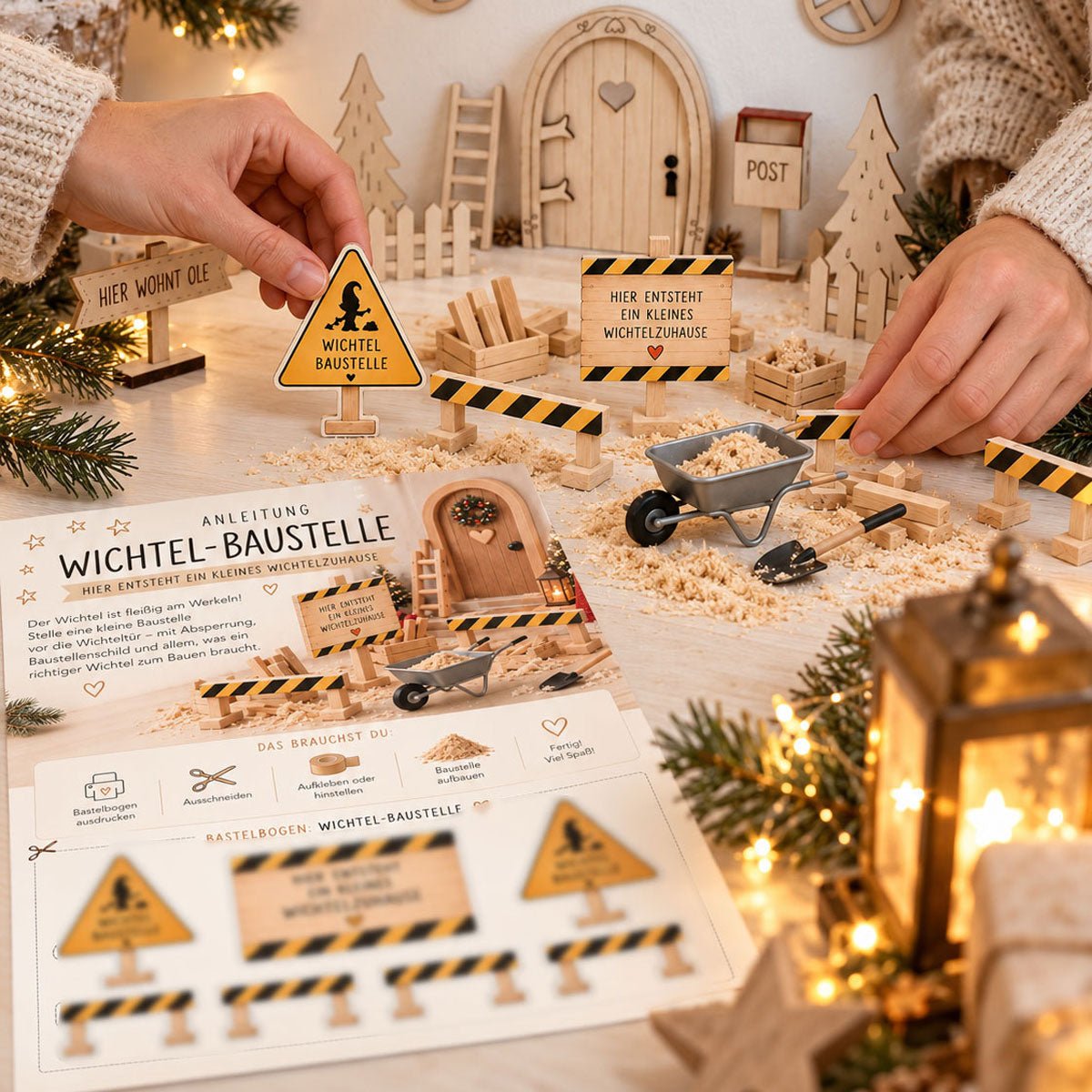 Wichteltür Set personalisiert aus Holz – 14-teilig für Kinder & Weihnachten - lyllevenn
