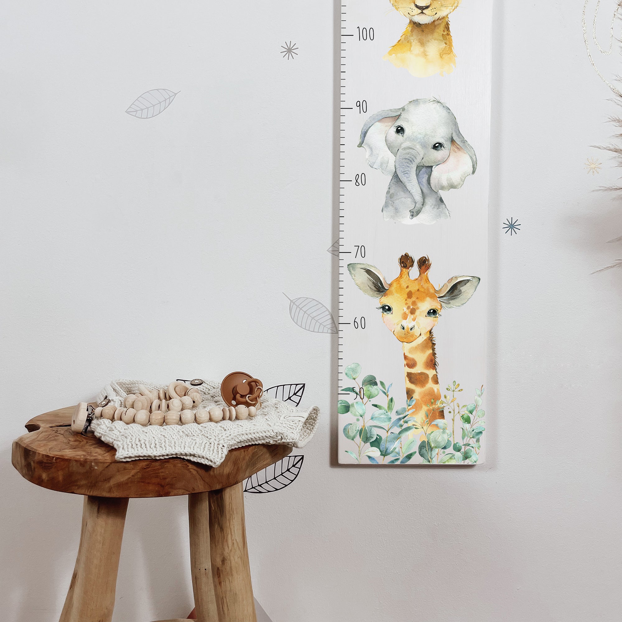 Kindermesslatte Holz personalisiert - Wild Safari