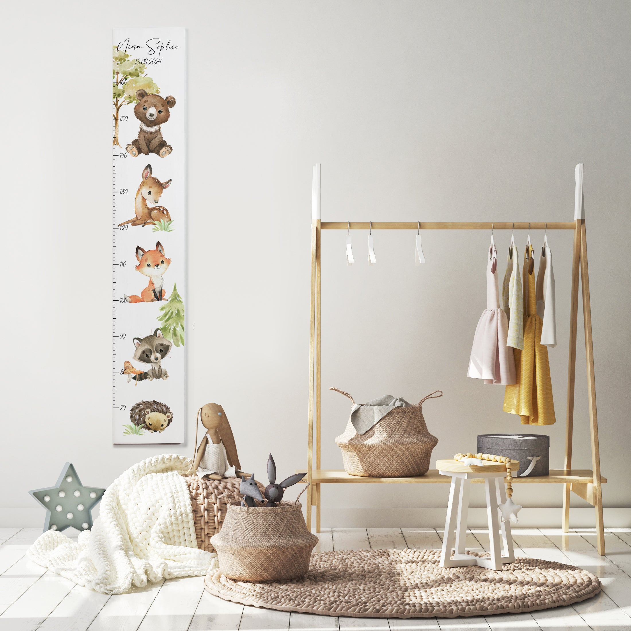 Kindermesslatte Holz "Wood & Friends" – personalisiert