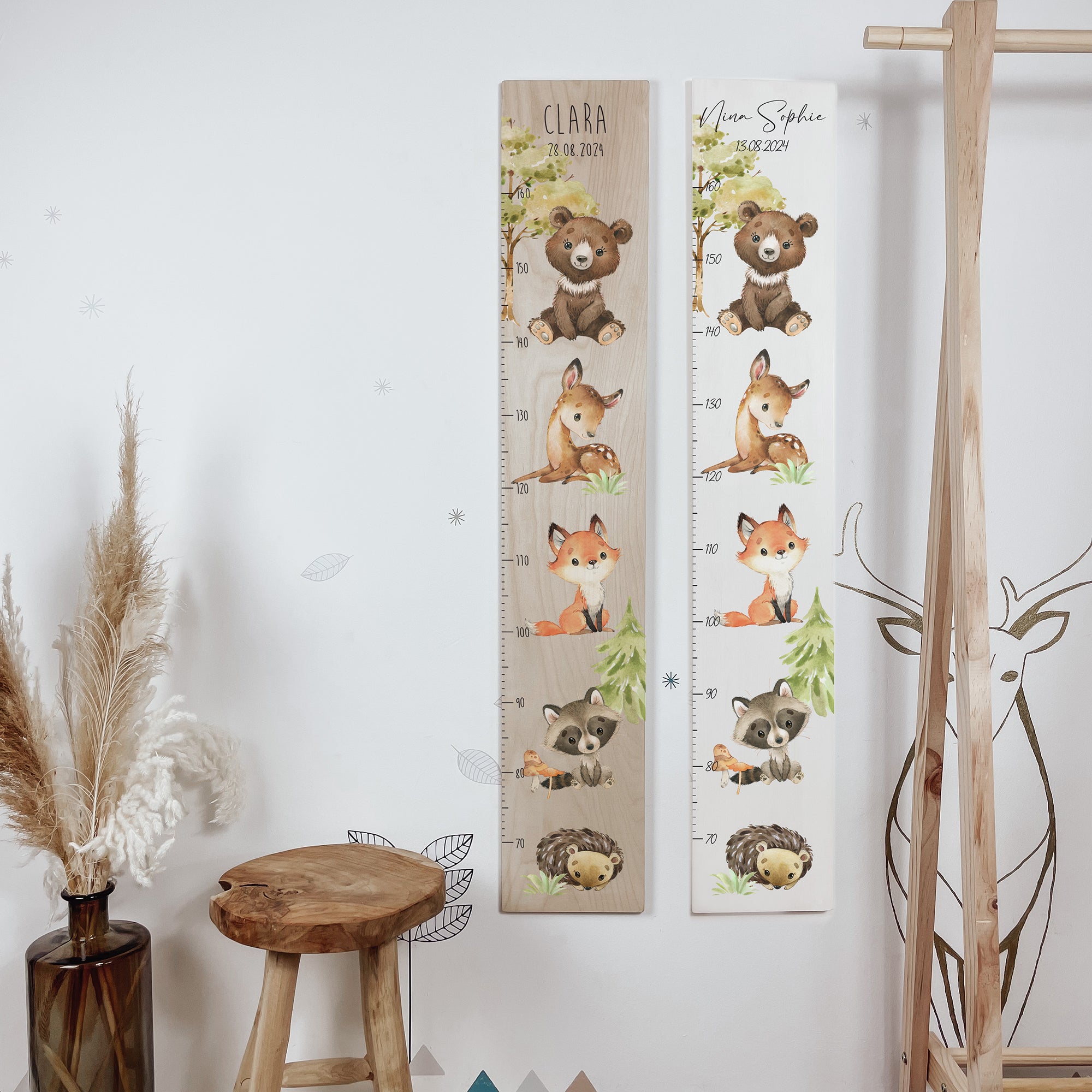 Kindermesslatte Holz "Wood & Friends" – personalisiert